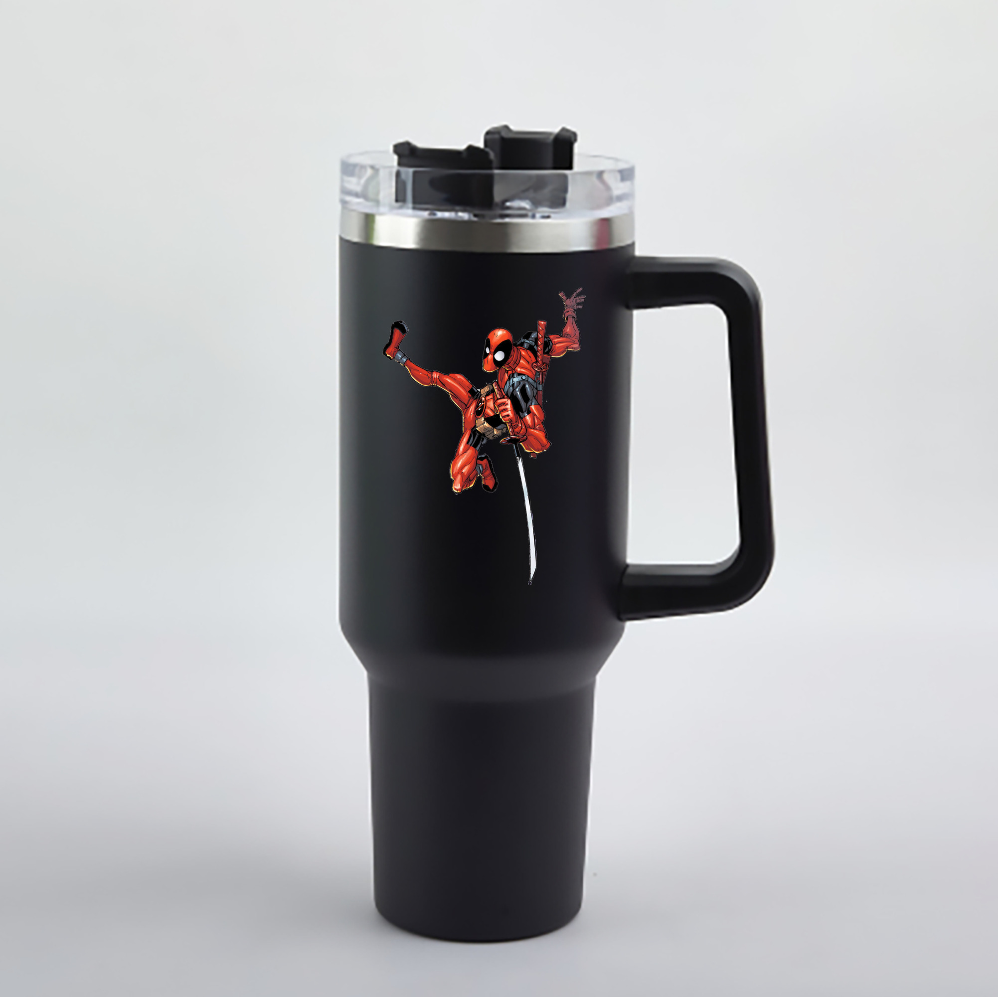 （画像用） Deadpool デッドプール 1200mL車用タンブラー - クリスタルステッカー（プラスチックストロー付き）