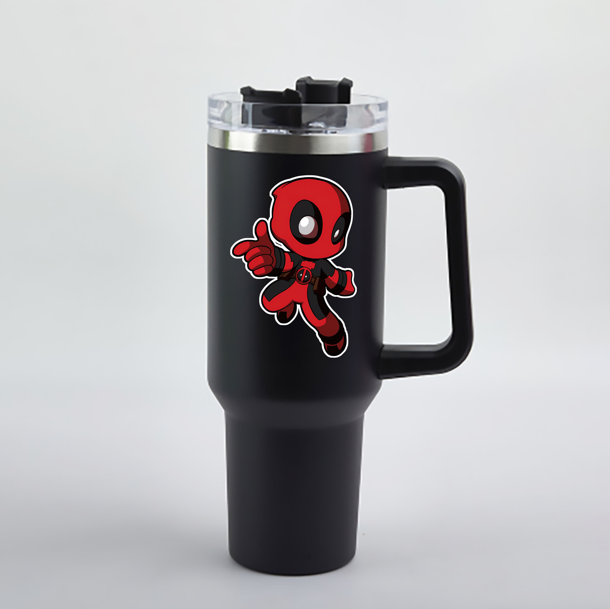（画像用） Deadpool デッドプール 1200mL車用タンブラー - クリスタルステッカー（プラスチックストロー付き）