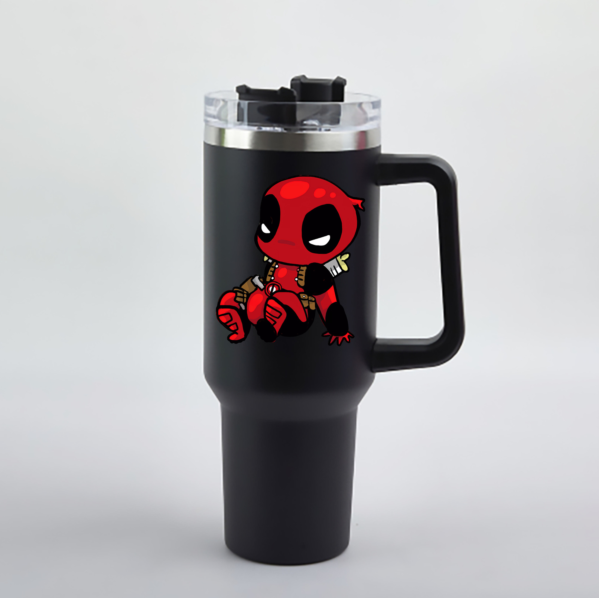 （画像用） Deadpool デッドプール 1200mL車用タンブラー - クリスタルステッカー（プラスチックストロー付き）