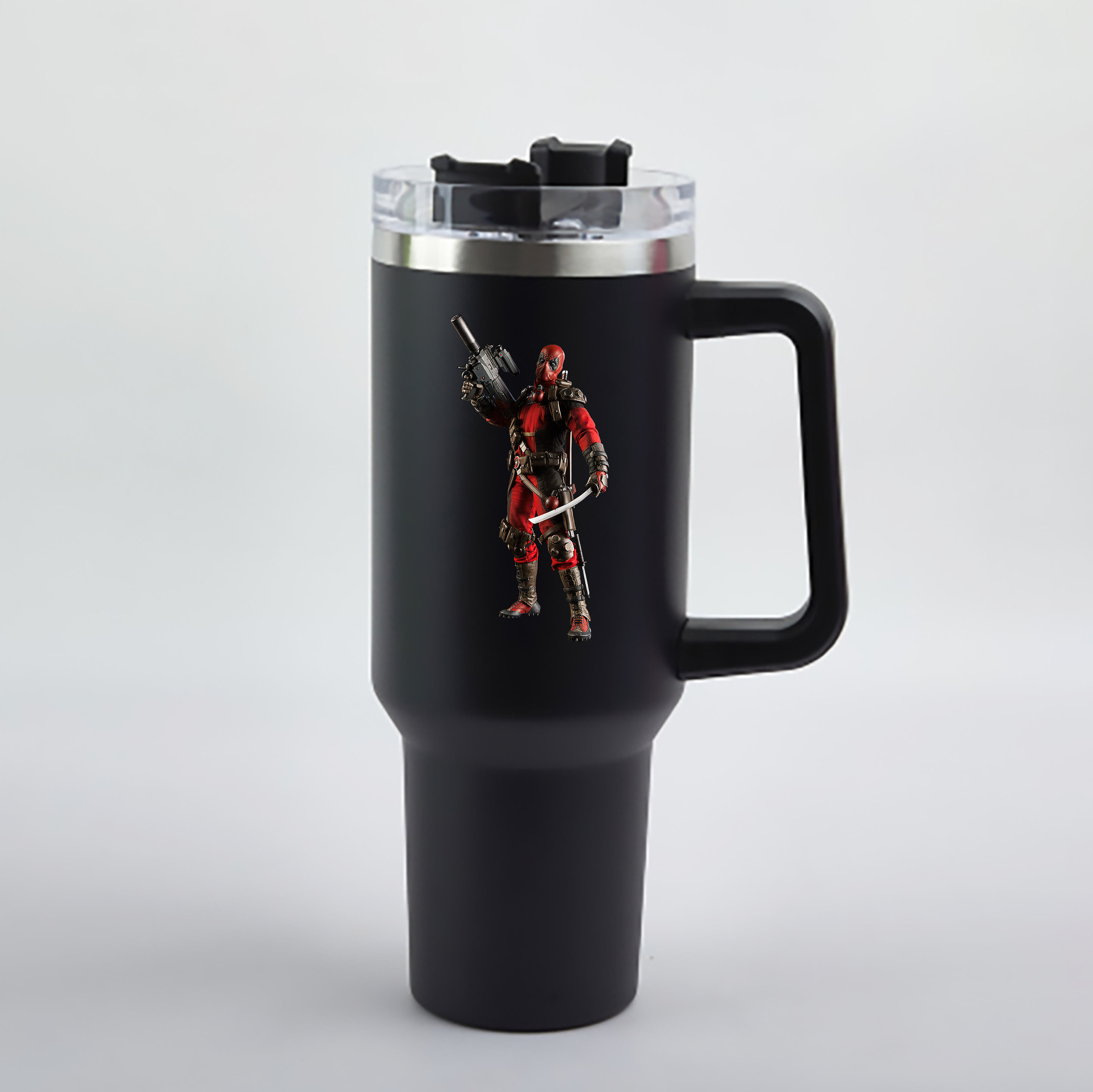 （画像用） Deadpool デッドプール 1200mL車用タンブラー - クリスタルステッカー（プラスチックストロー付き）