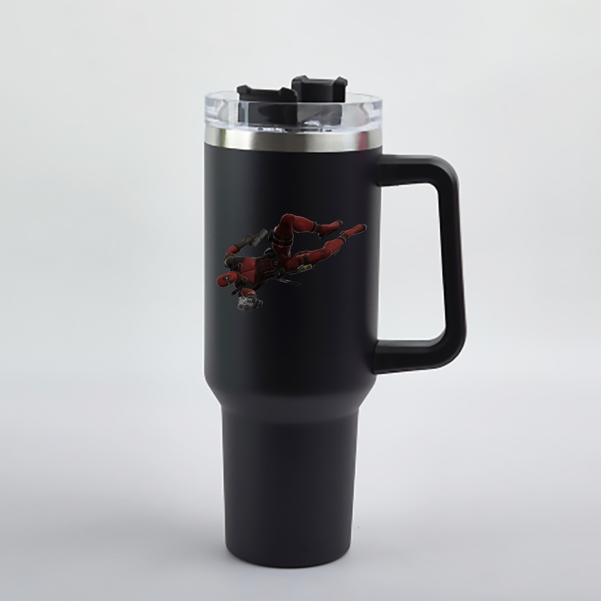 （画像用） Deadpool デッドプール 1200mL車用タンブラー - クリスタルステッカー（プラスチックストロー付き）