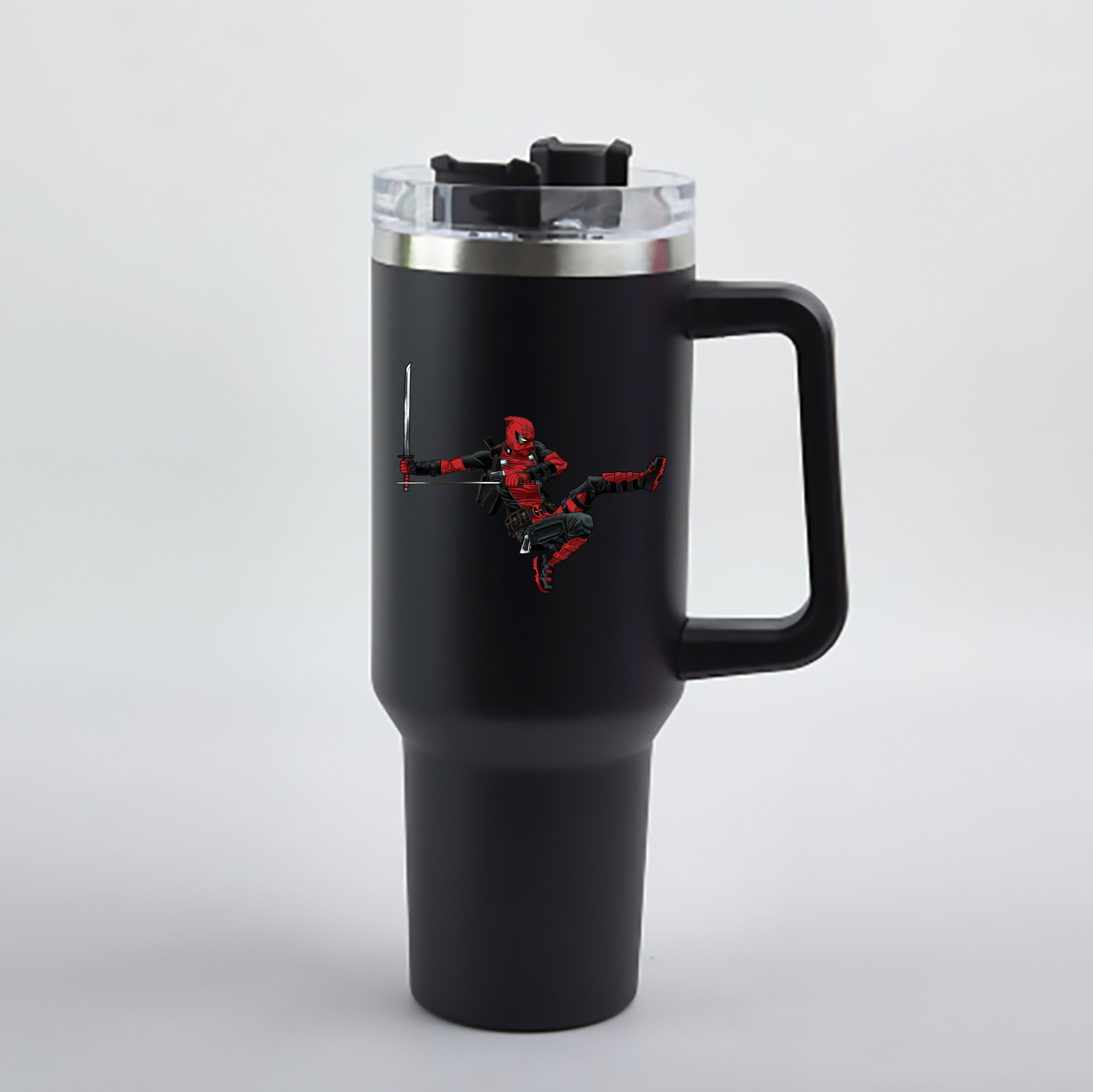 （画像用） Deadpool デッドプール 1200mL車用タンブラー - クリスタルステッカー（プラスチックストロー付き）