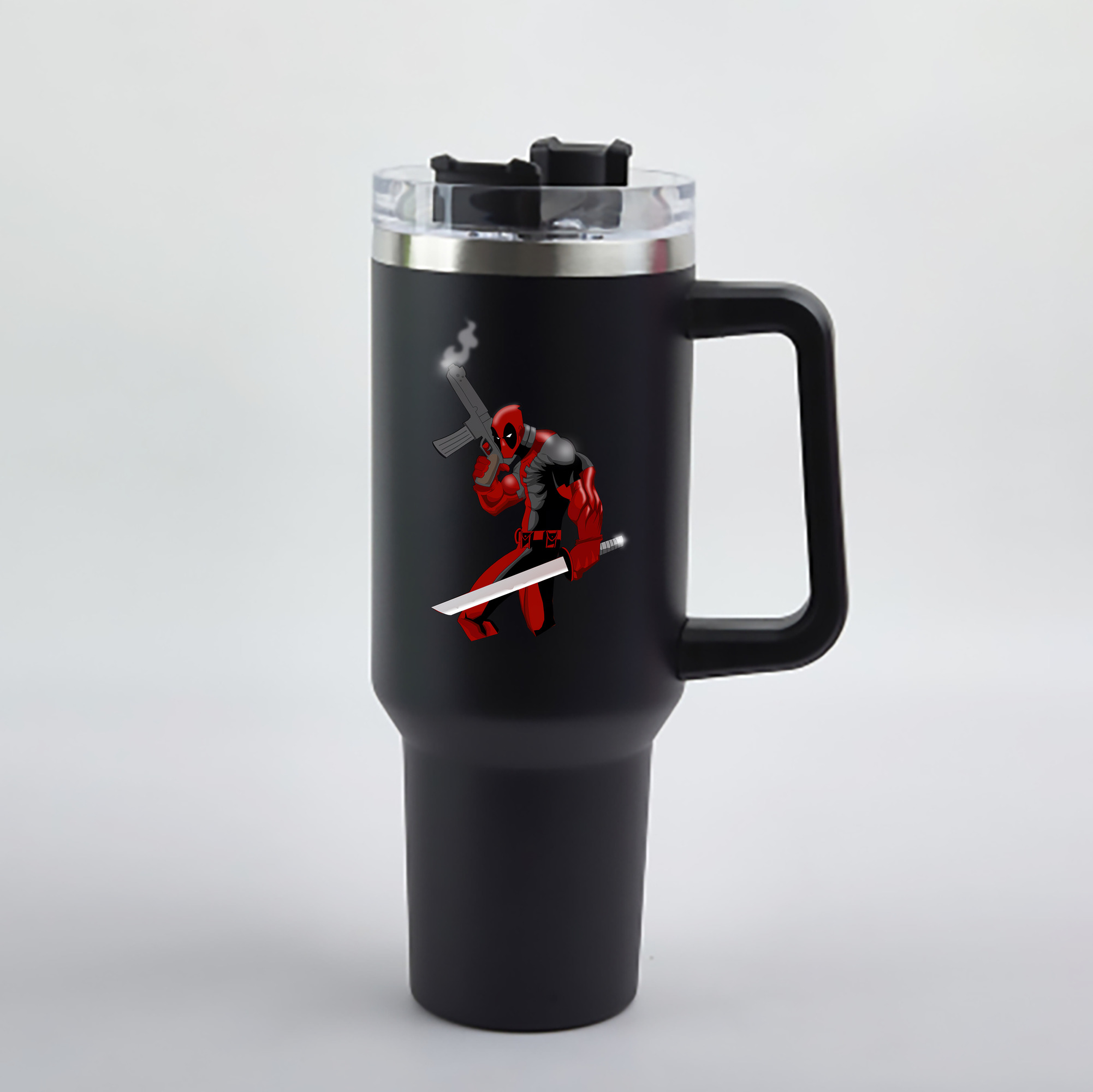 （画像用） Deadpool デッドプール 1200mL車用タンブラー - クリスタルステッカー（プラスチックストロー付き）