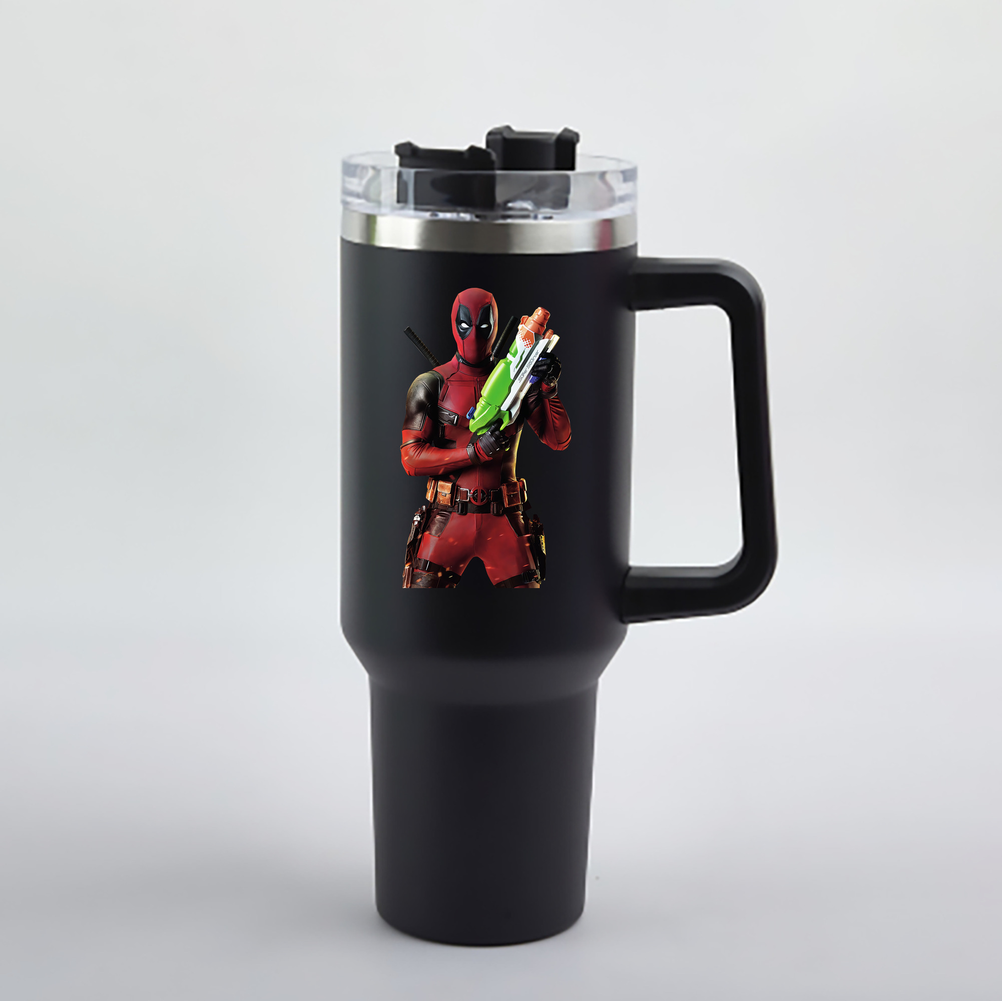 （画像用） Deadpool デッドプール 1200mL車用タンブラー - クリスタルステッカー（プラスチックストロー付き）