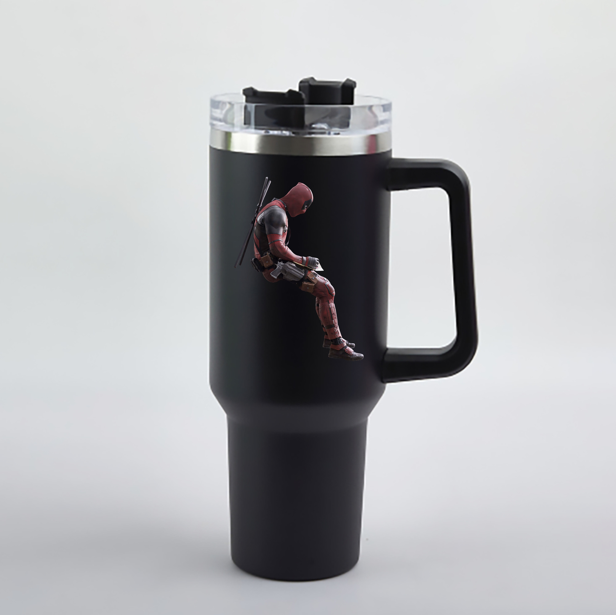 （画像用） Deadpool デッドプール 1200mL車用タンブラー - クリスタルステッカー（プラスチックストロー付き）