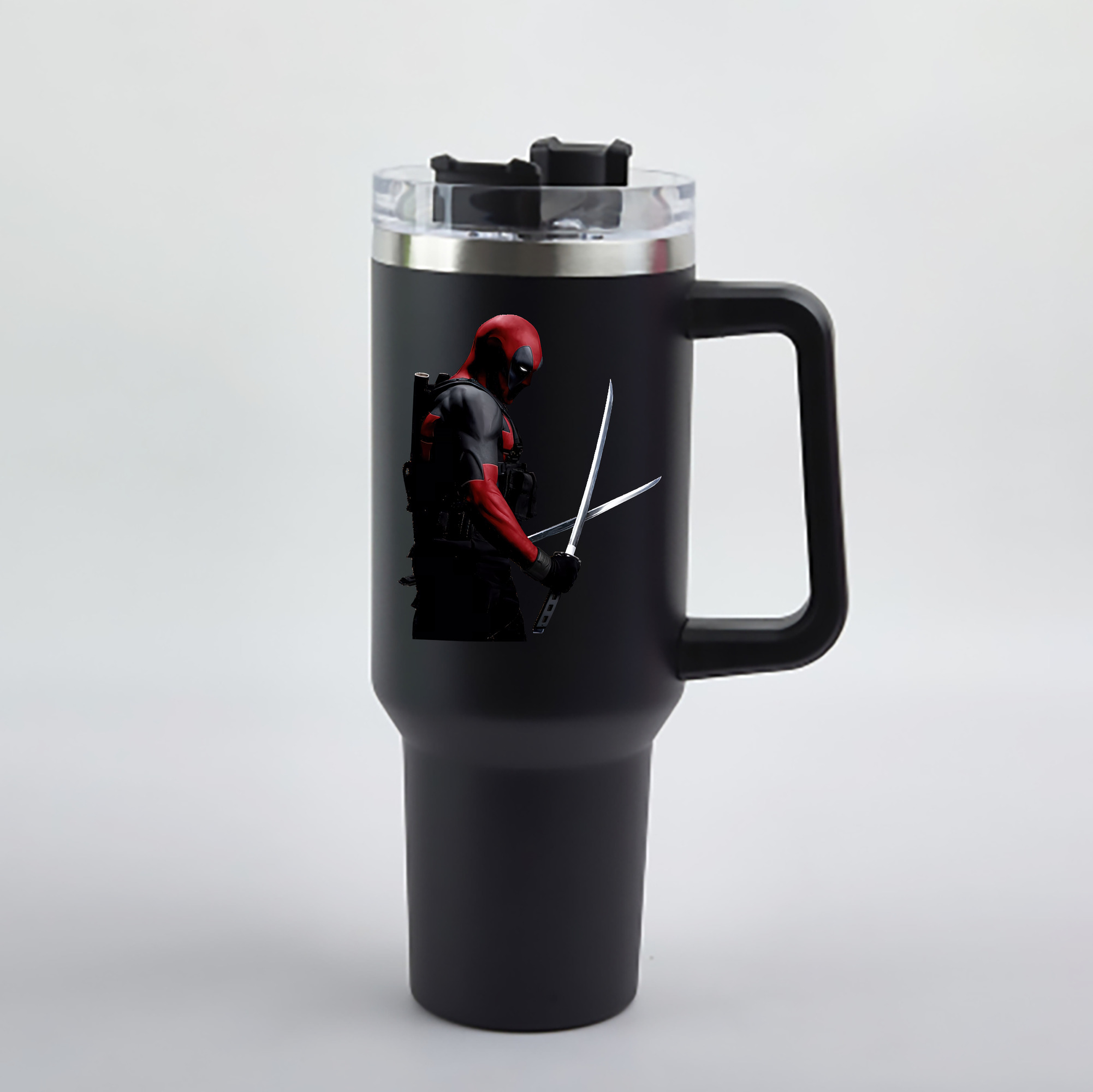 （画像用） Deadpool デッドプール 1200mL車用タンブラー - クリスタルステッカー（プラスチックストロー付き）