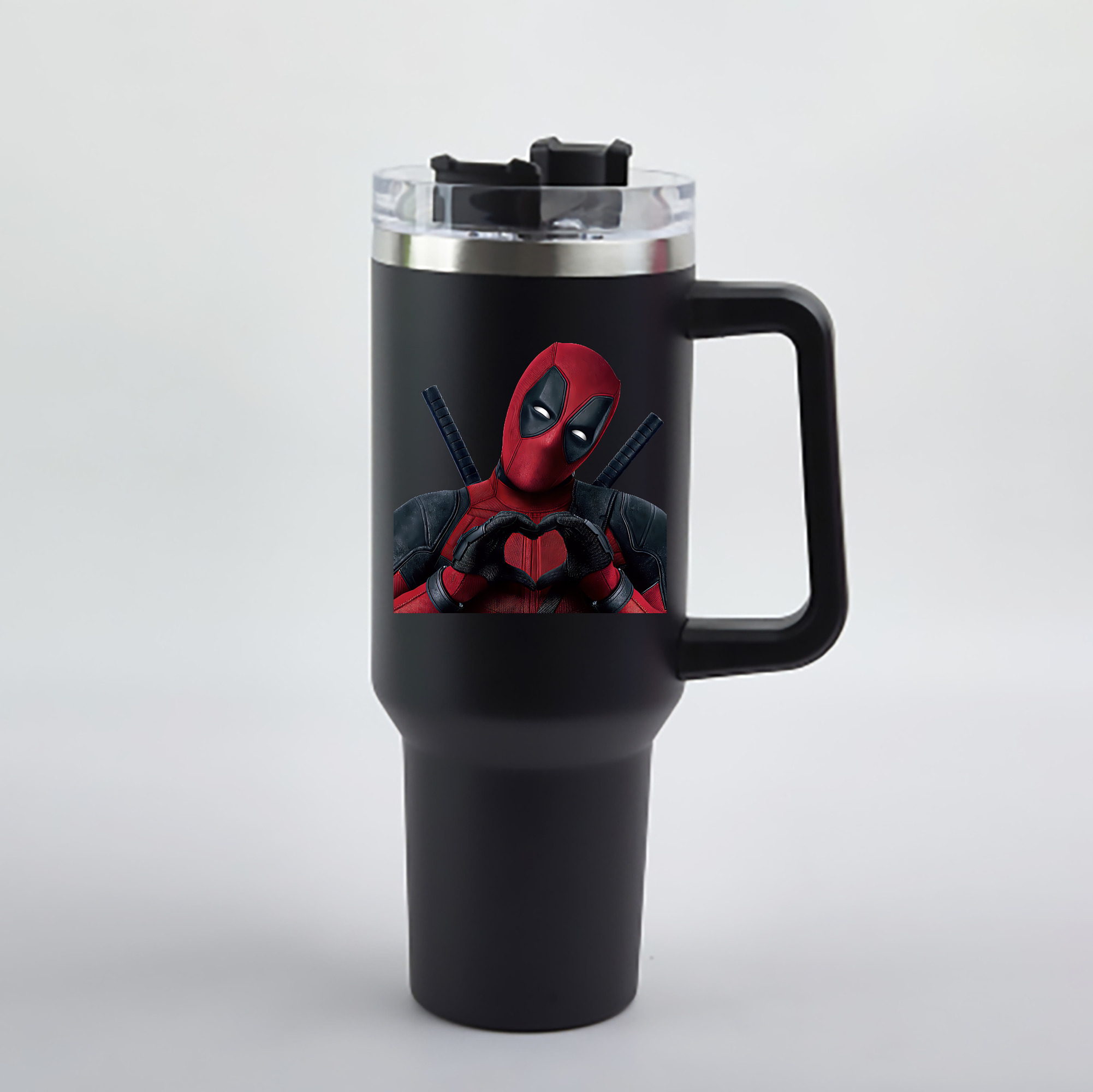 （画像用） Deadpool デッドプール 1200mL車用タンブラー - クリスタルステッカー（プラスチックストロー付き）