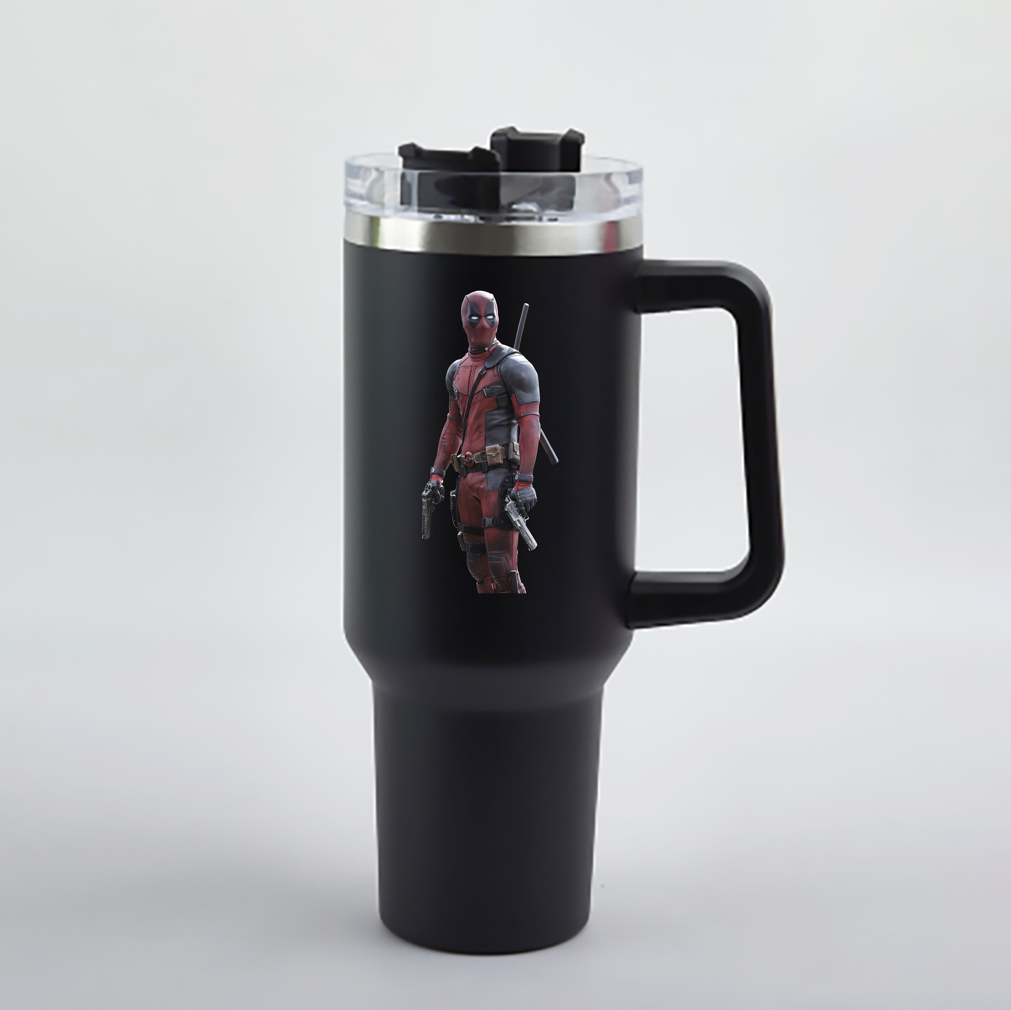 （画像用） Deadpool デッドプール 1200mL車用タンブラー - クリスタルステッカー（プラスチックストロー付き）