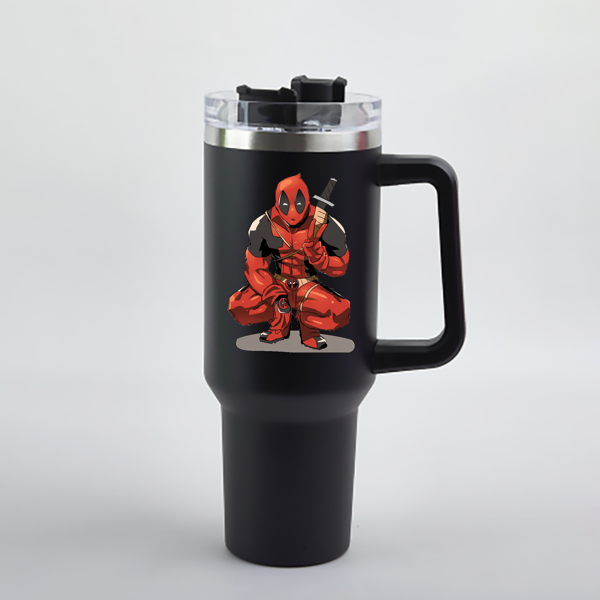（画像用） Deadpool デッドプール 1200mL車用タンブラー - クリスタルステッカー（プラスチックストロー付き）