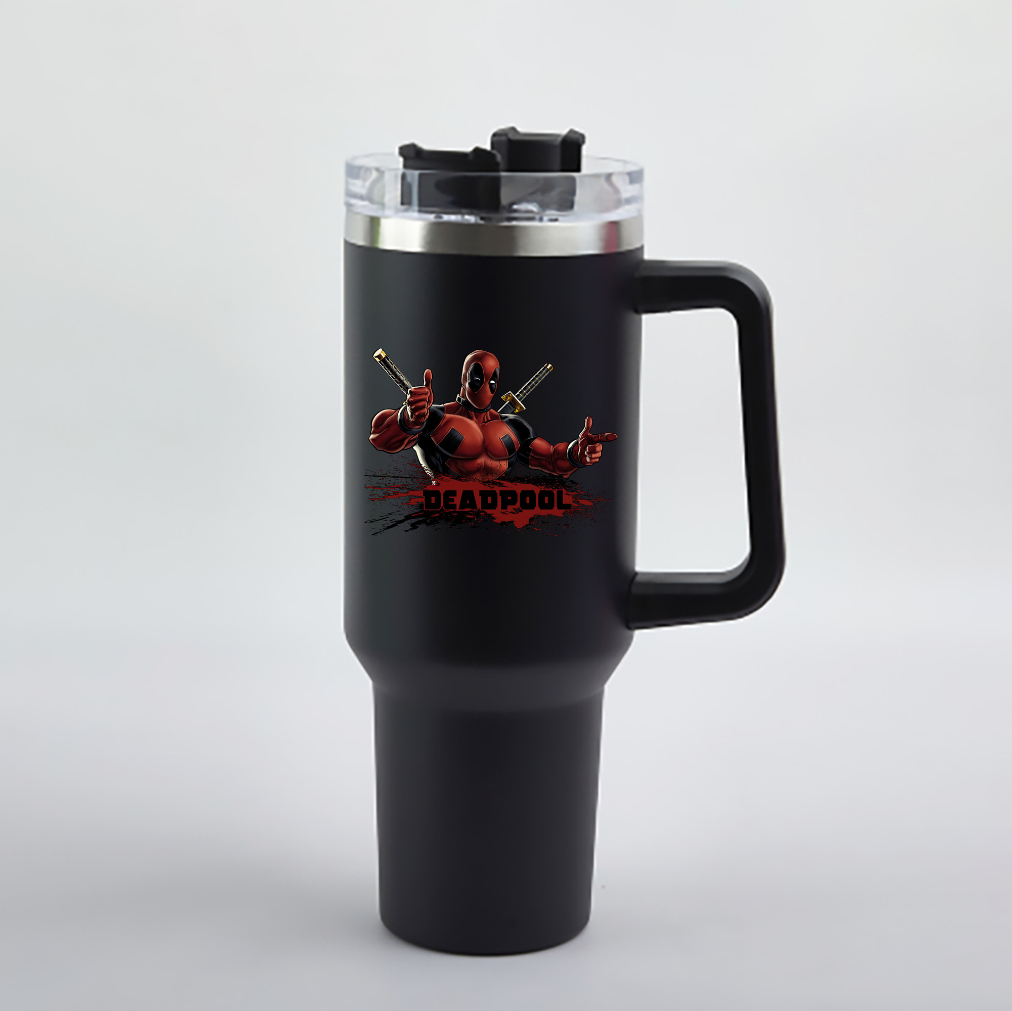 （画像用） Deadpool デッドプール 1200mL車用タンブラー - クリスタルステッカー（プラスチックストロー付き）