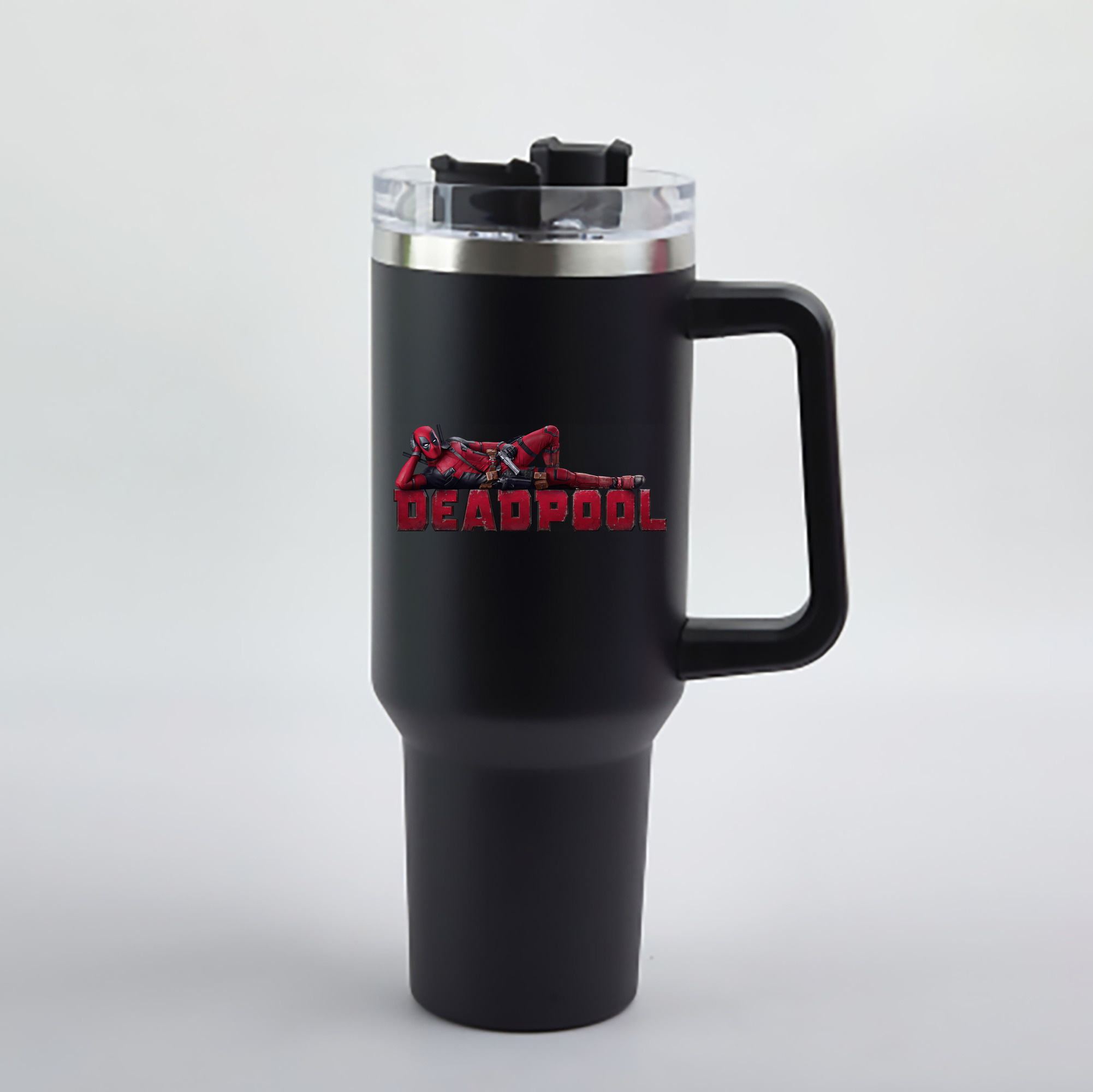 （画像用） Deadpool デッドプール 1200mL車用タンブラー - クリスタルステッカー（プラスチックストロー付き）