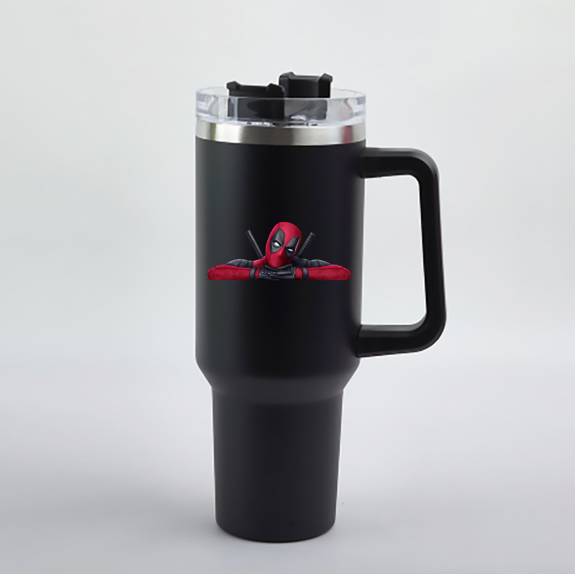 （画像用） Deadpool デッドプール 1200mL車用タンブラー - クリスタルステッカー（プラスチックストロー付き）