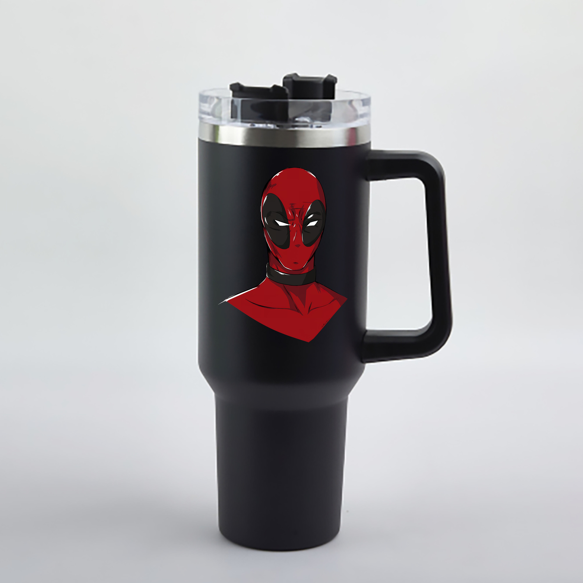（画像用） Deadpool デッドプール 1200mL車用タンブラー - クリスタルステッカー（プラスチックストロー付き）