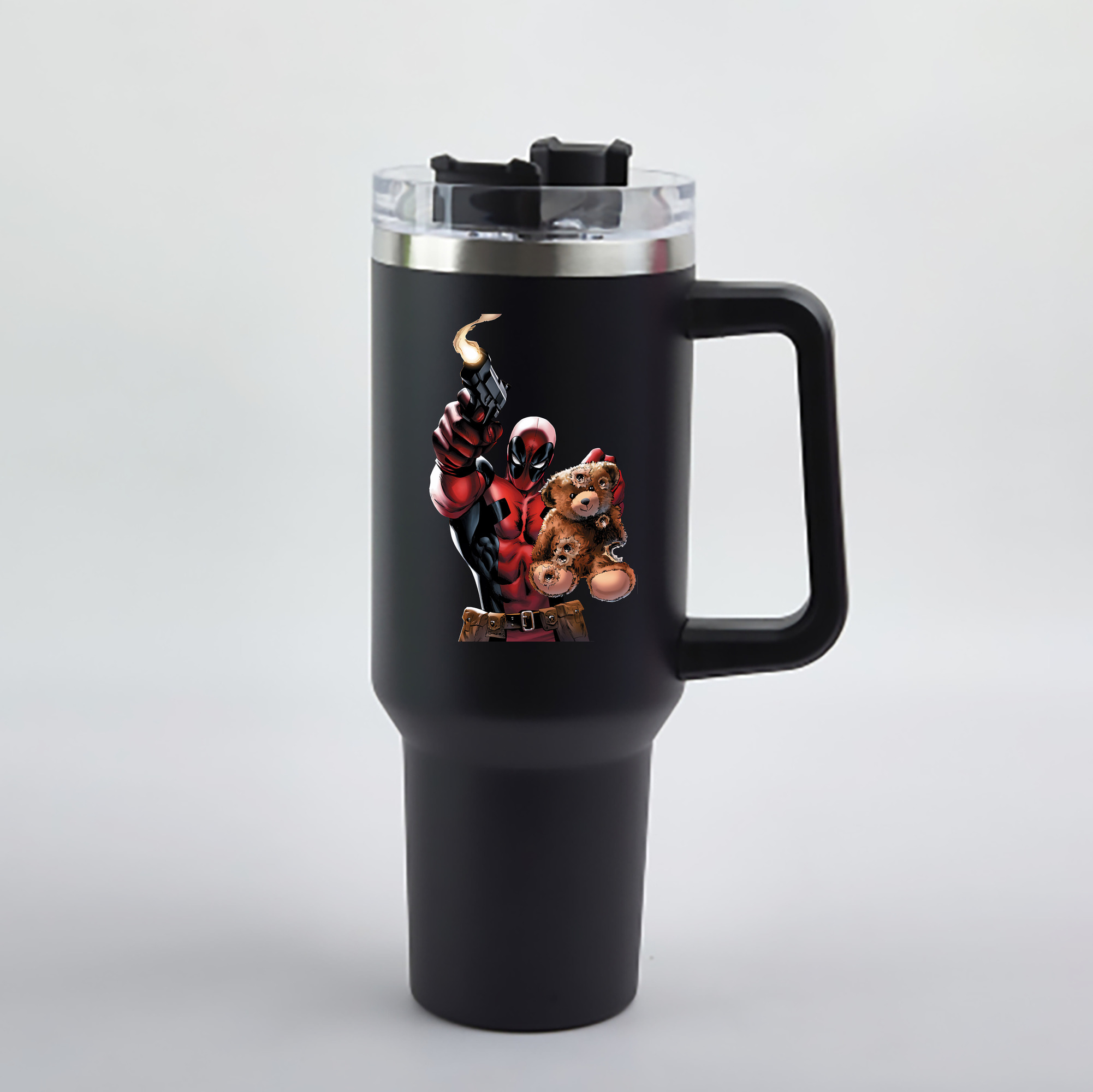 （画像用） Deadpool デッドプール 1200mL車用タンブラー - クリスタルステッカー（プラスチックストロー付き）