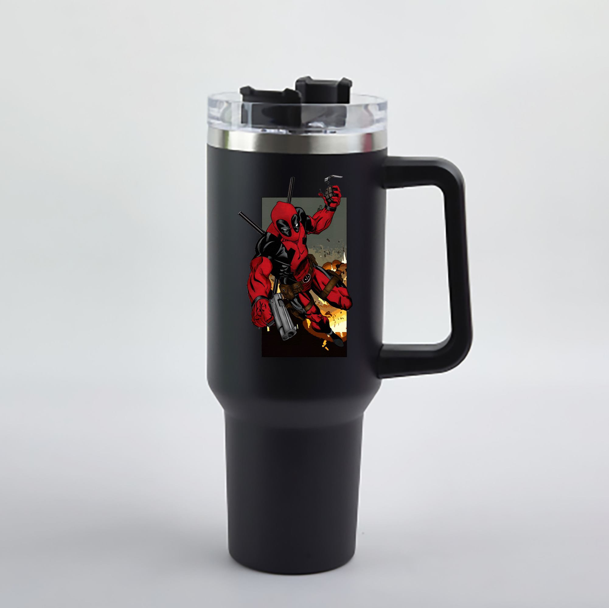 （画像用） Deadpool デッドプール 1200mL車用タンブラー - クリスタルステッカー（プラスチックストロー付き）