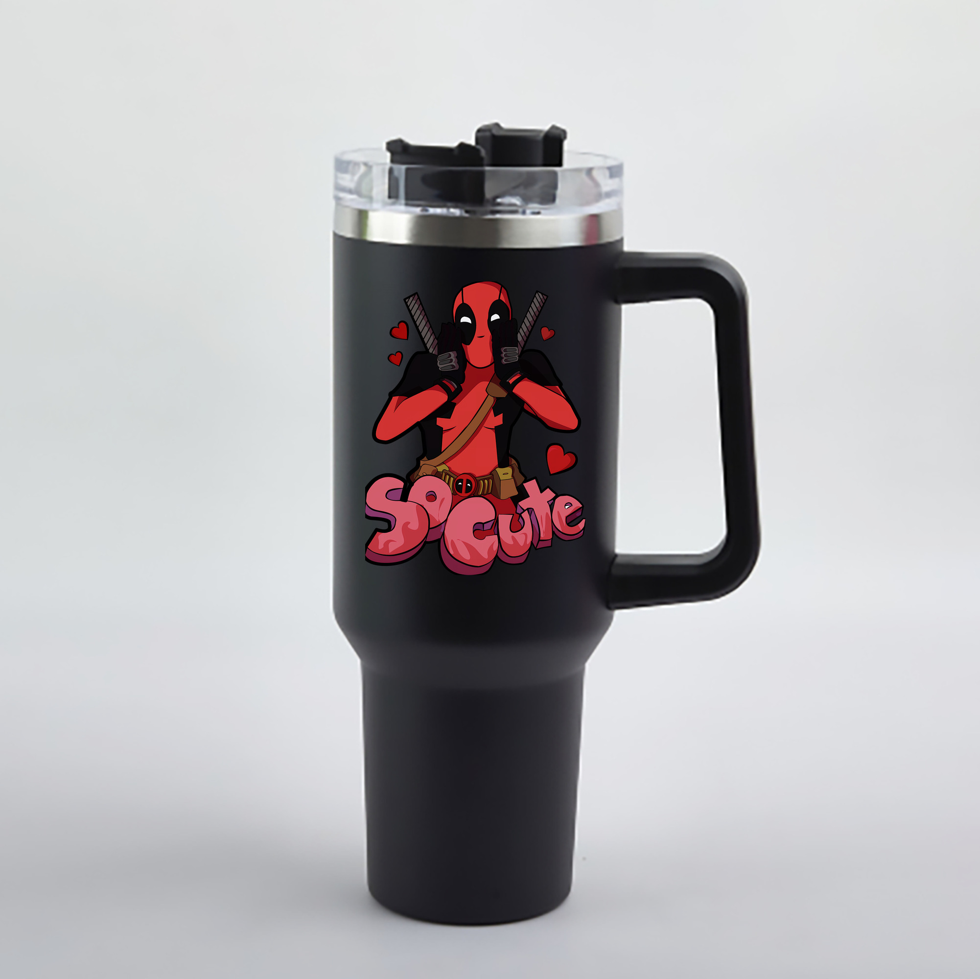 （画像用） Deadpool デッドプール 1200mL車用タンブラー - クリスタルステッカー（プラスチックストロー付き）