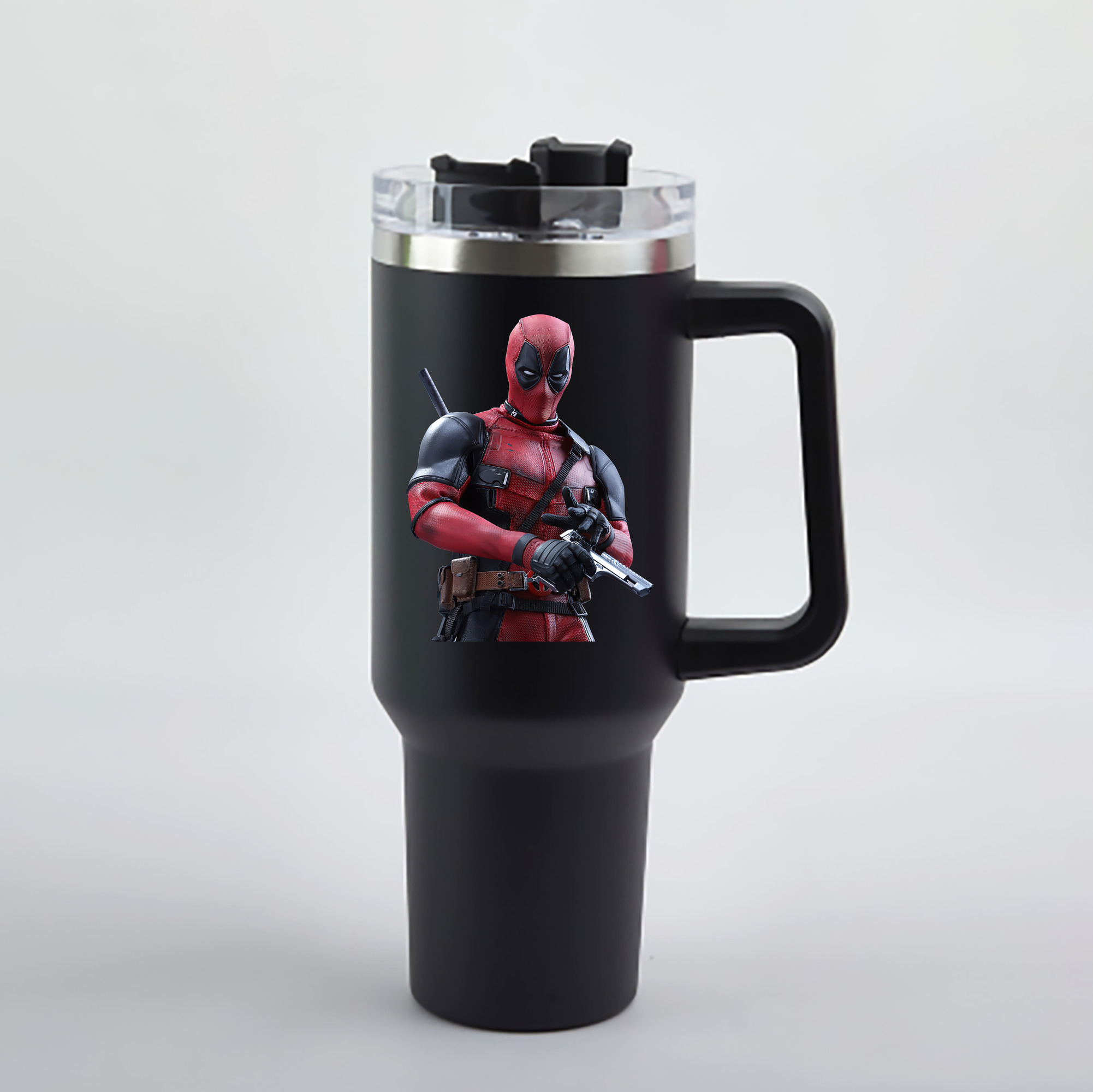 （画像用） Deadpool デッドプール 1200mL車用タンブラー - クリスタルステッカー（プラスチックストロー付き）