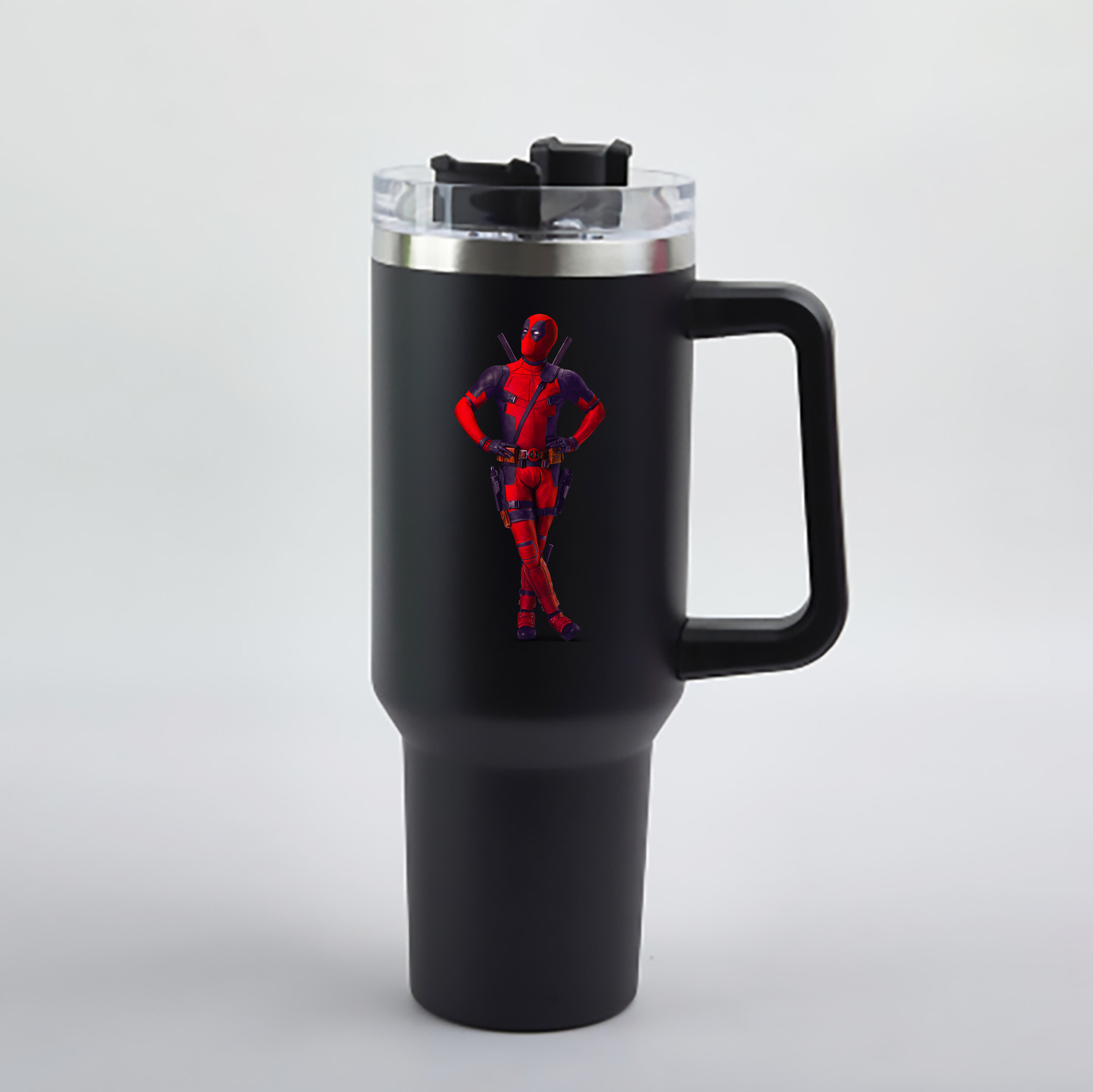 （画像用） Deadpool デッドプール 1200mL車用タンブラー - クリスタルステッカー（プラスチックストロー付き）