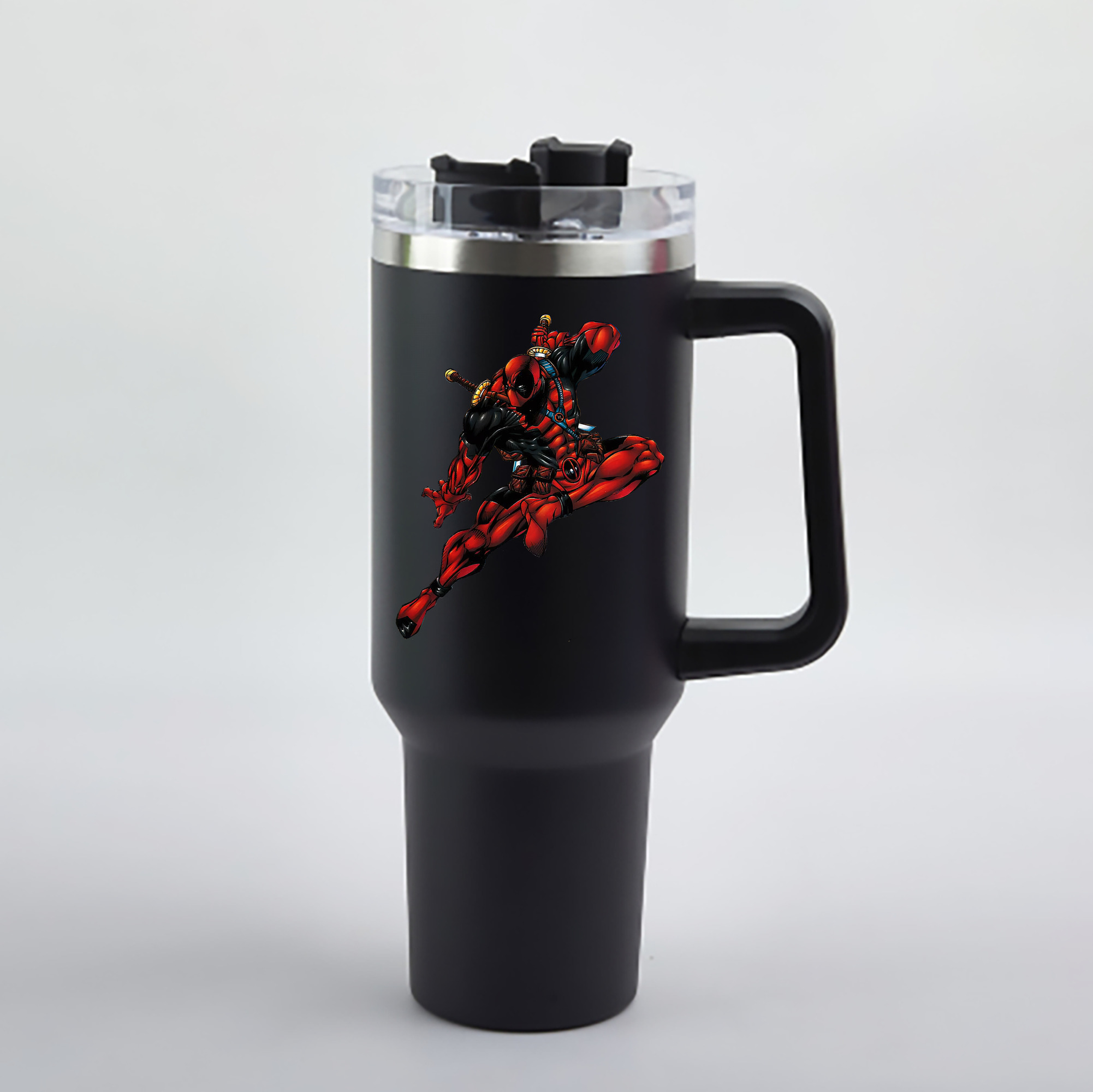 （画像用） Deadpool デッドプール 1200mL車用タンブラー - クリスタルステッカー（プラスチックストロー付き）