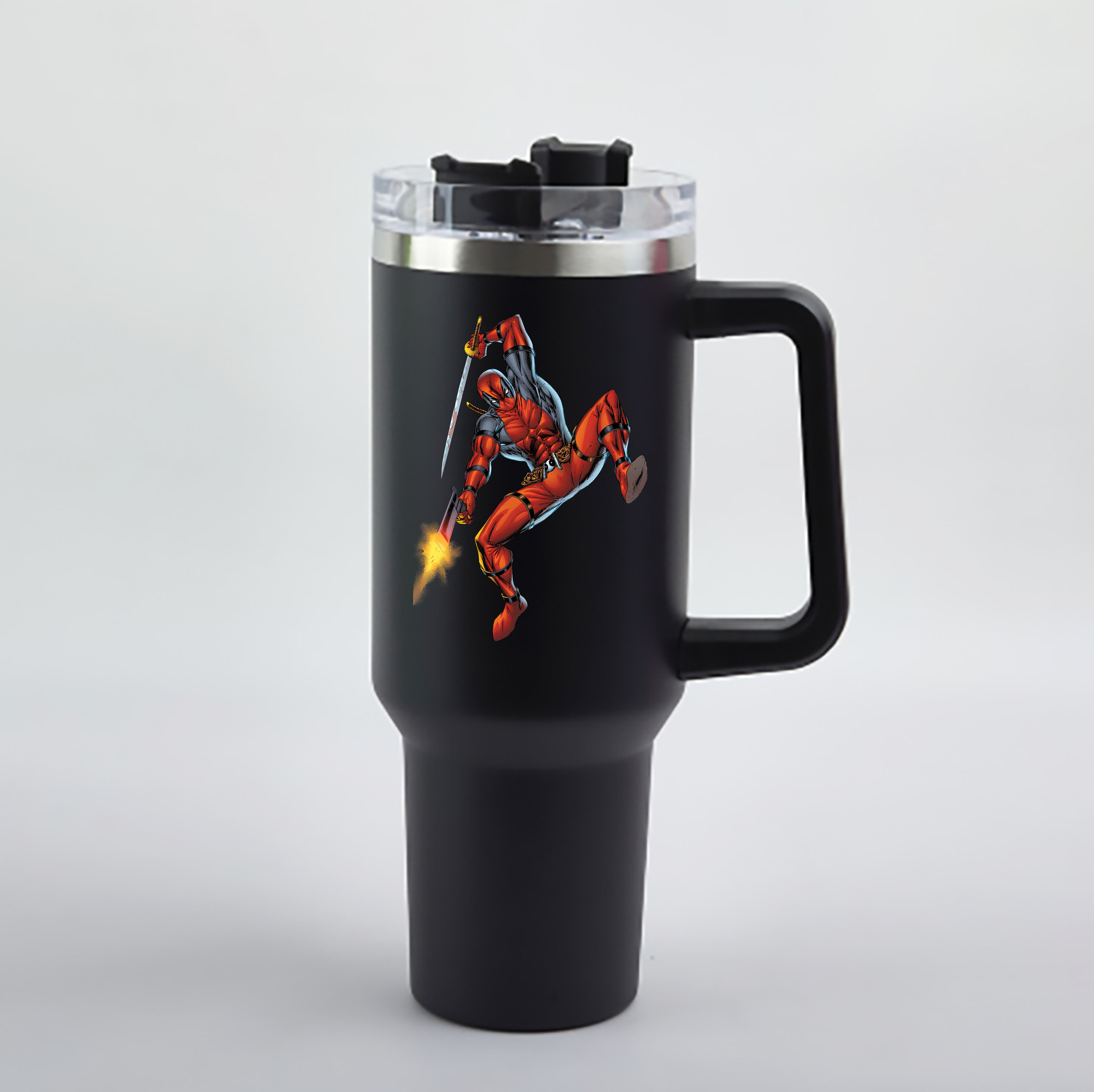 （画像用） Deadpool デッドプール 1200mL車用タンブラー - クリスタルステッカー（プラスチックストロー付き）
