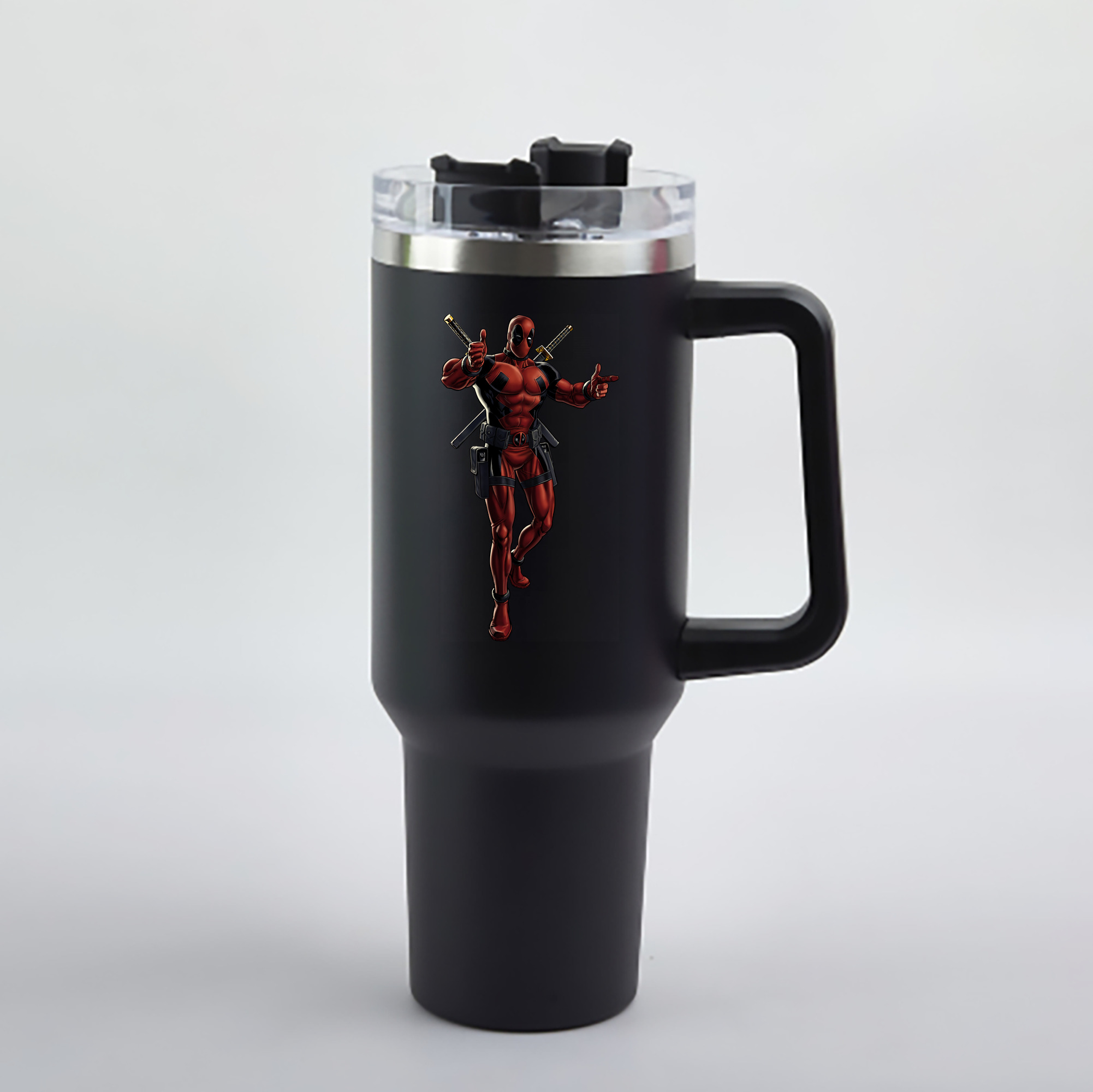 （画像用） Deadpool デッドプール 1200mL車用タンブラー - クリスタルステッカー（プラスチックストロー付き）