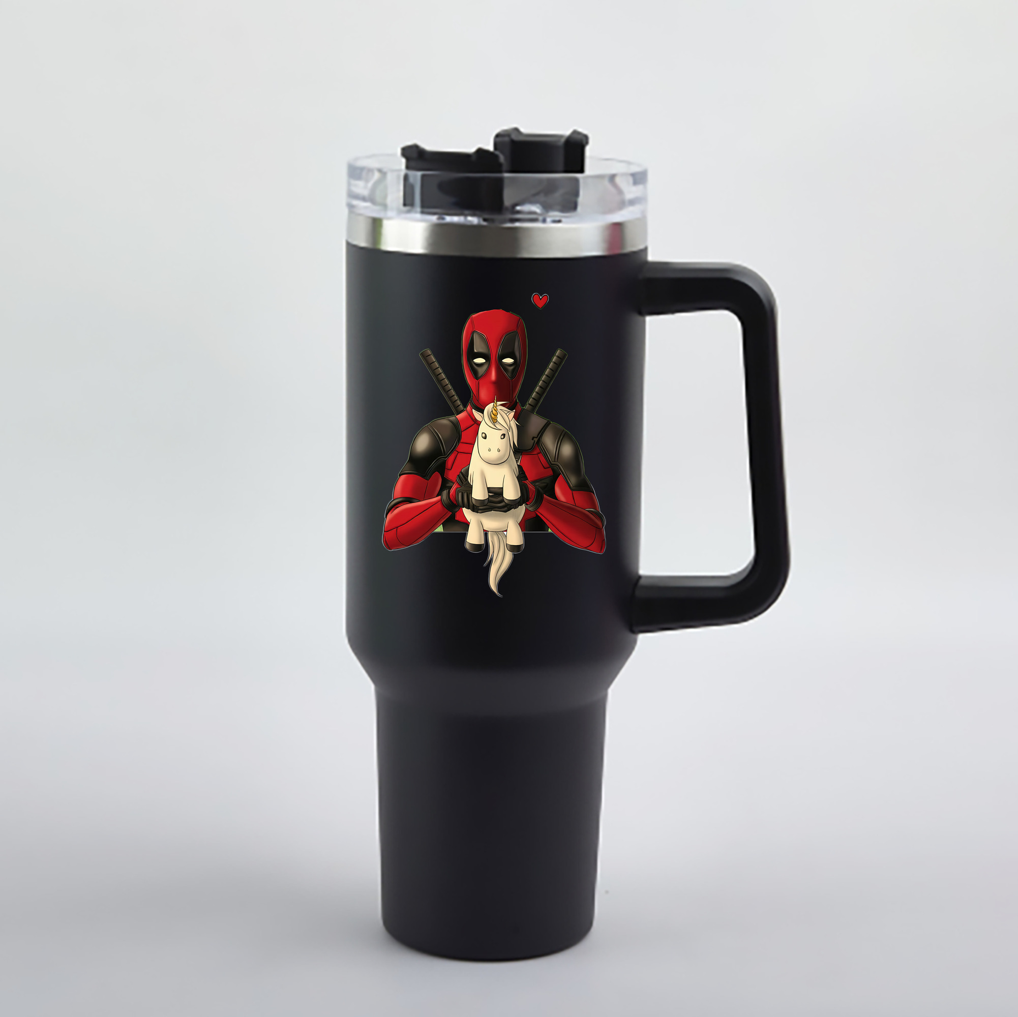 （画像用） Deadpool デッドプール 1200mL車用タンブラー - クリスタルステッカー（プラスチックストロー付き）