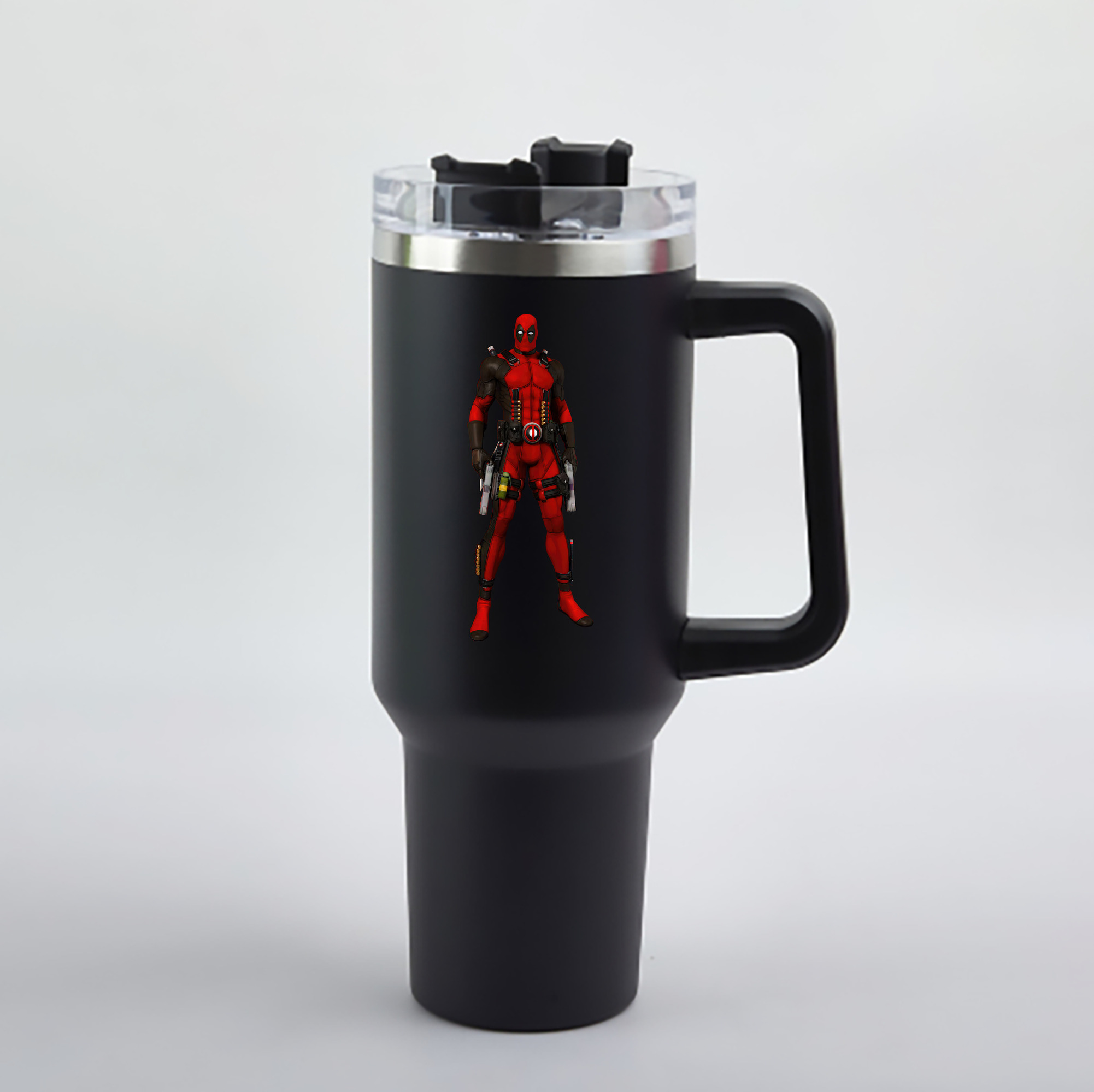 （画像用） Deadpool デッドプール 1200mL車用タンブラー - クリスタルステッカー（プラスチックストロー付き）