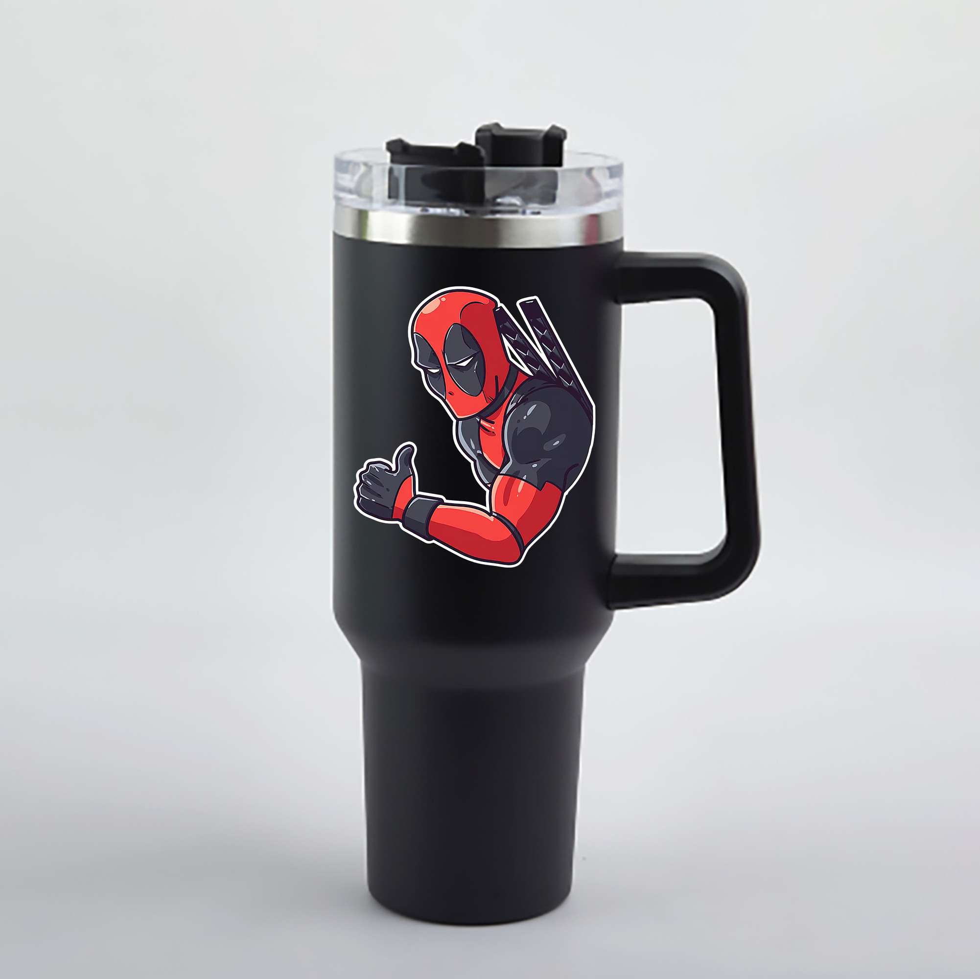 （画像用） Deadpool デッドプール 1200mL車用タンブラー - クリスタルステッカー（プラスチックストロー付き）