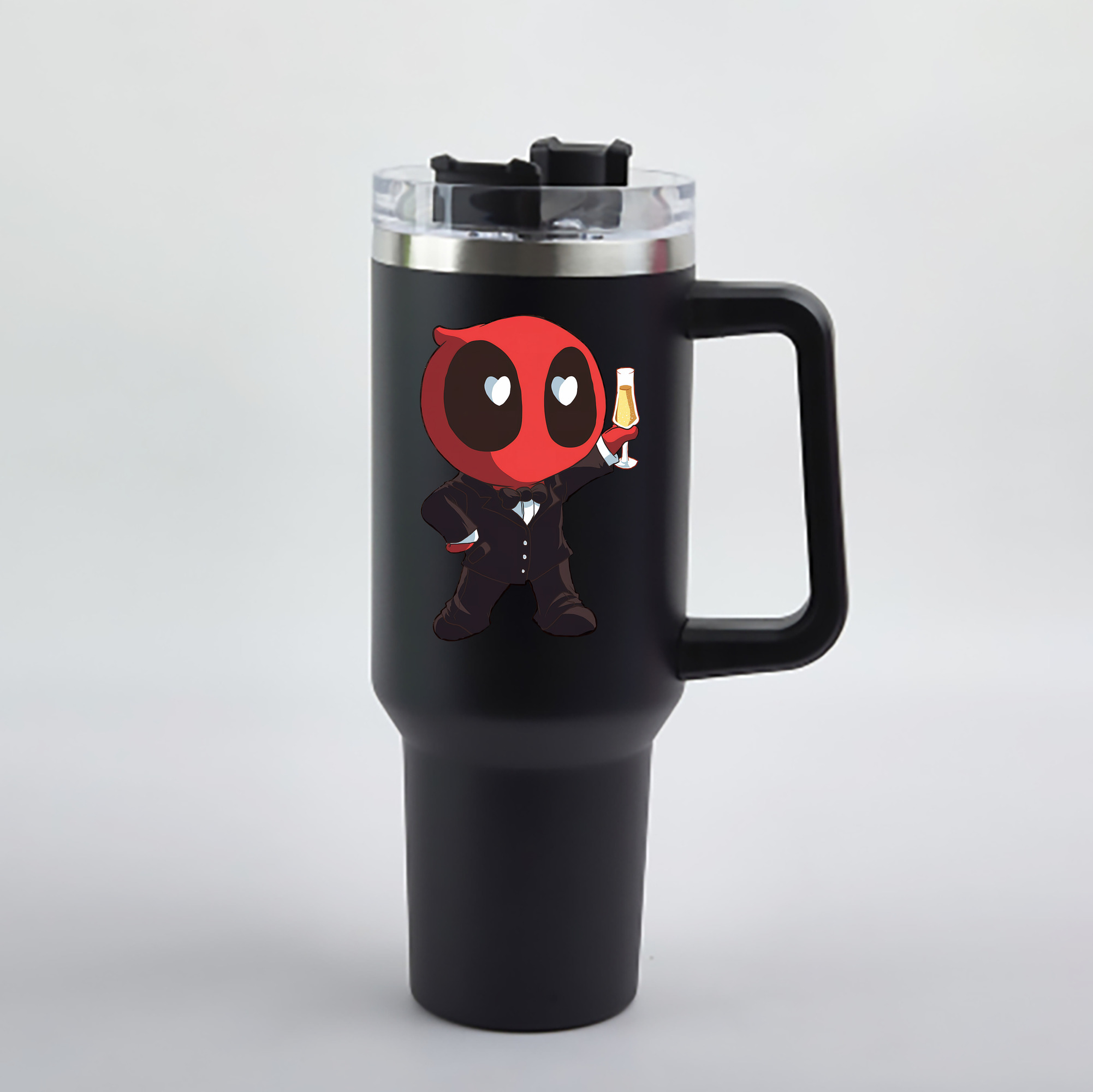 （画像用） Deadpool デッドプール 1200mL車用タンブラー - クリスタルステッカー（プラスチックストロー付き）