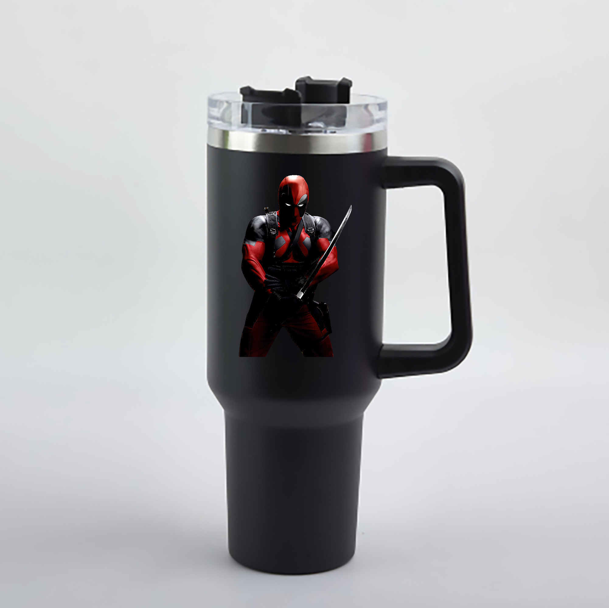 （画像用） Deadpool デッドプール 1200mL車用タンブラー - クリスタルステッカー（プラスチックストロー付き）