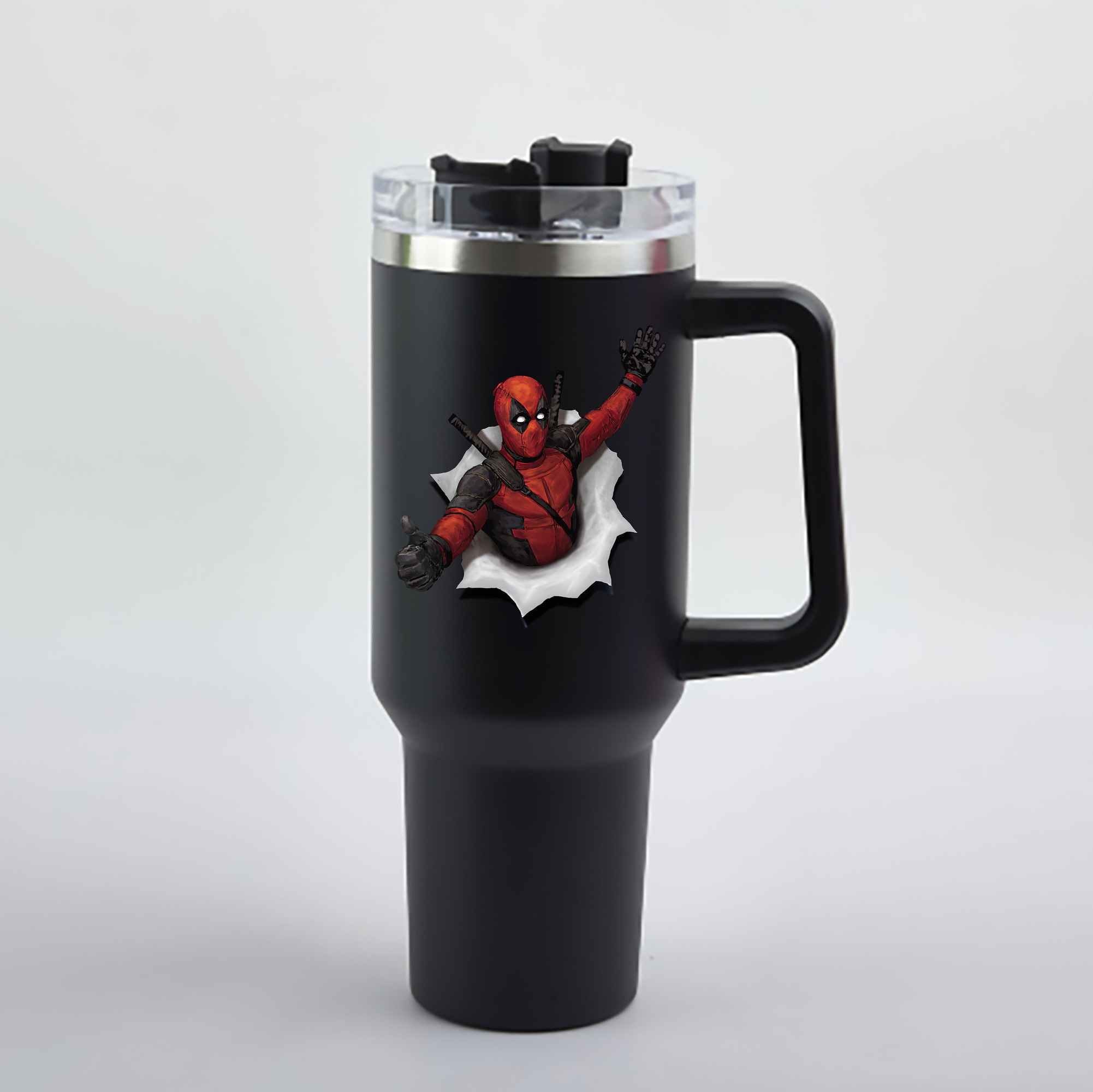 （画像用） Deadpool デッドプール 1200mL車用タンブラー - クリスタルステッカー（プラスチックストロー付き）