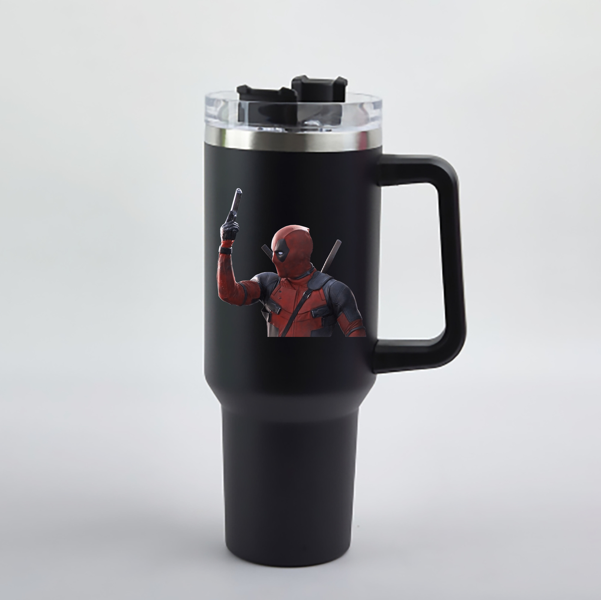 （画像用） Deadpool デッドプール 1200mL車用タンブラー - クリスタルステッカー（プラスチックストロー付き）