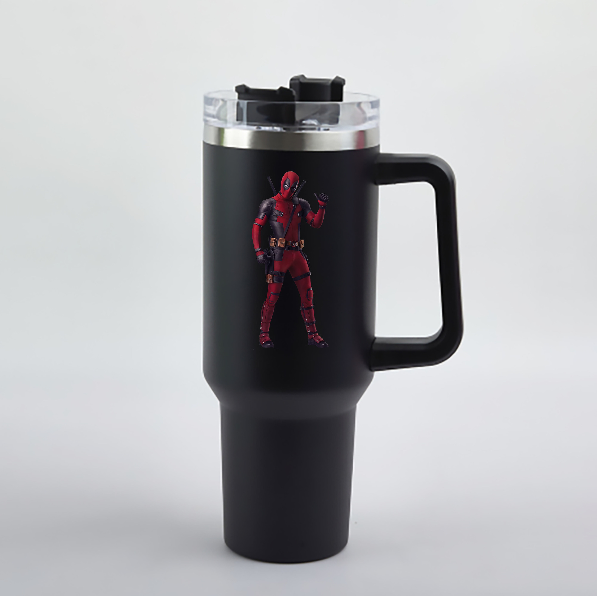 （画像用） Deadpool デッドプール 1200mL車用タンブラー - クリスタルステッカー（プラスチックストロー付き）