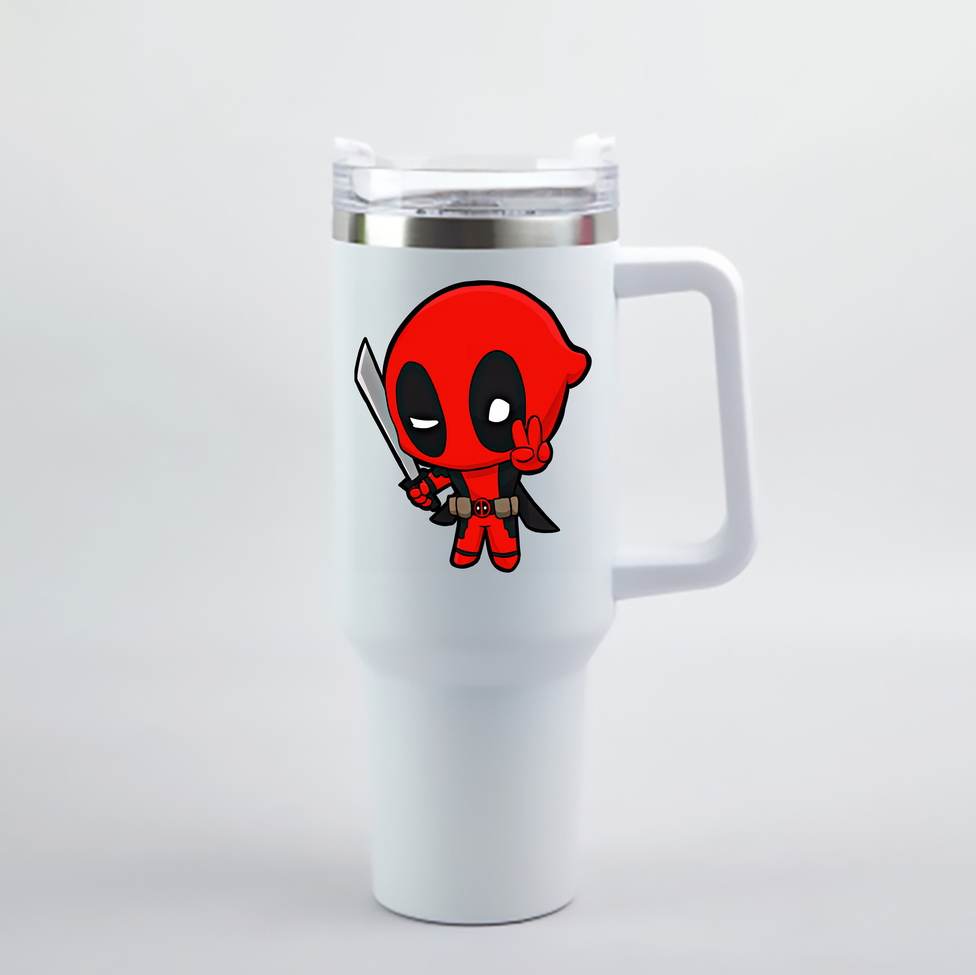 （画像用） Deadpool デッドプール 1200mL車用タンブラー - クリスタルステッカー（プラスチックストロー付き）
