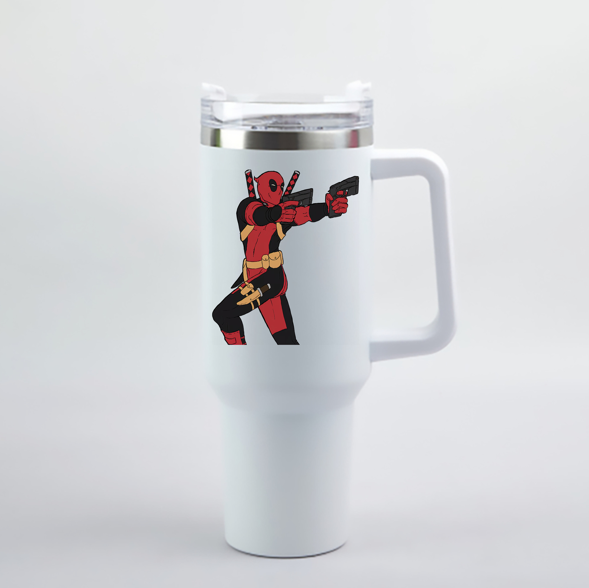 （画像用） Deadpool デッドプール 1200mL車用タンブラー - クリスタルステッカー（プラスチックストロー付き）