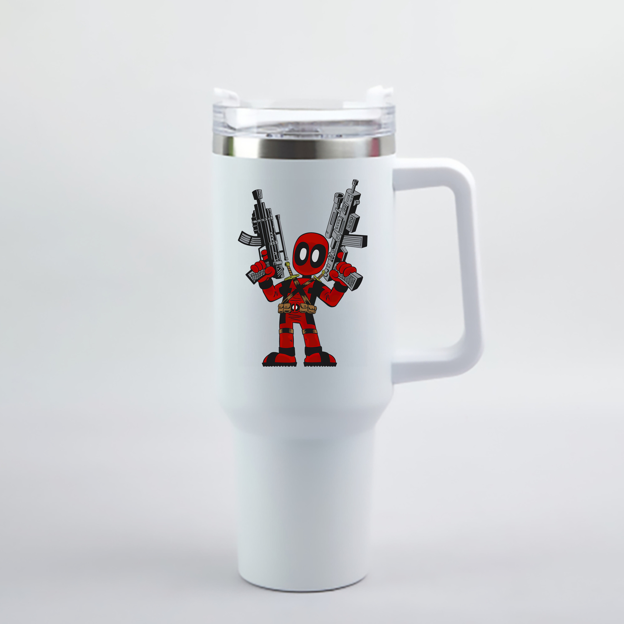 （画像用） Deadpool デッドプール 1200mL車用タンブラー - クリスタルステッカー（プラスチックストロー付き）