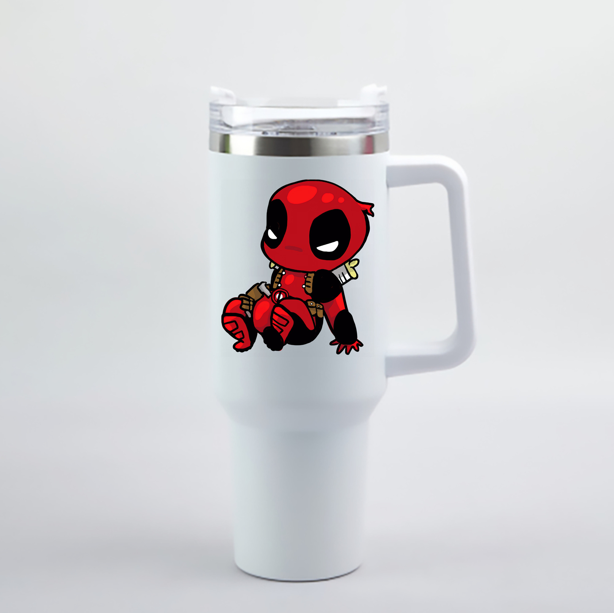 （画像用） Deadpool デッドプール 1200mL車用タンブラー - クリスタルステッカー（プラスチックストロー付き）