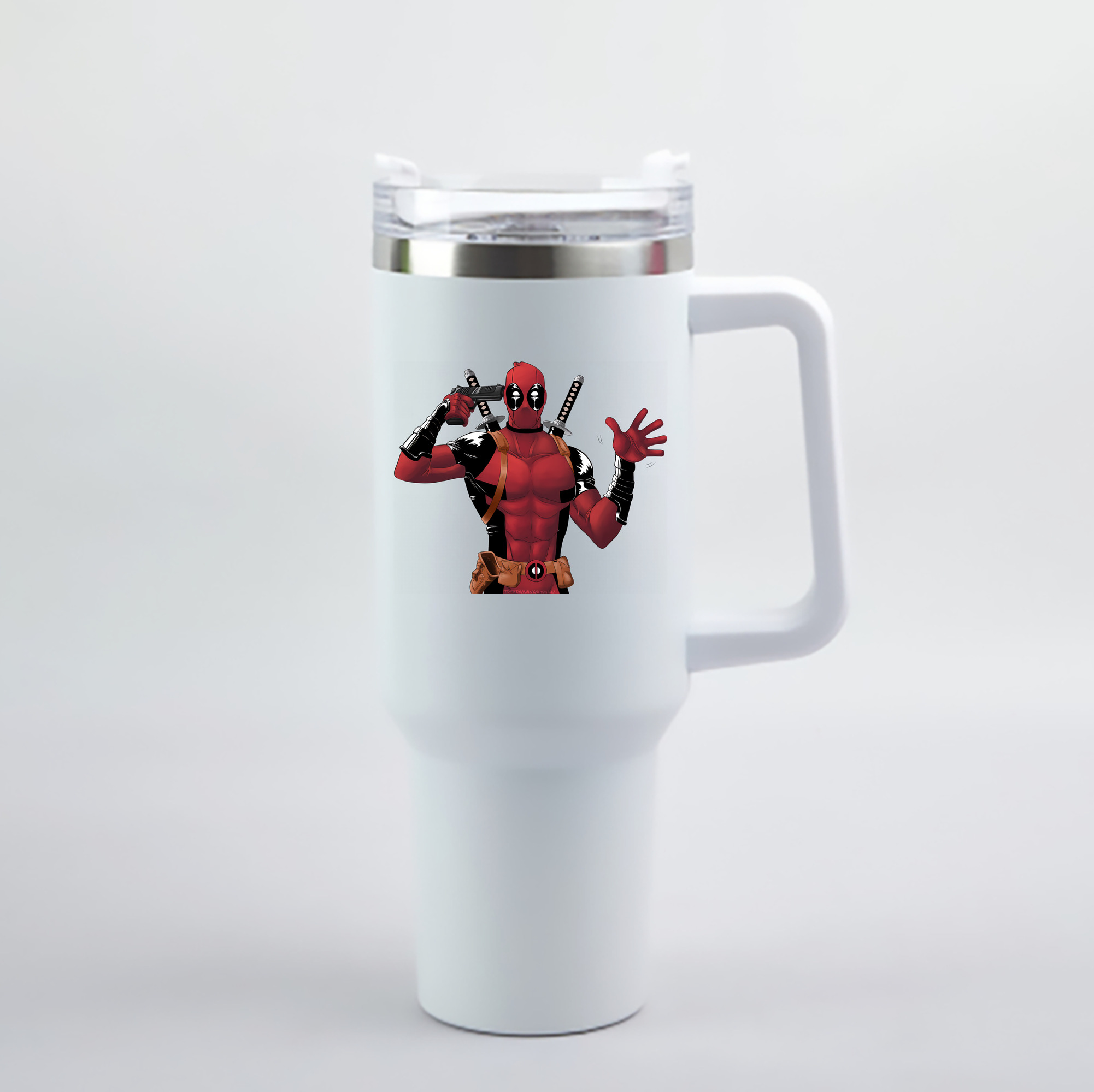 （画像用） Deadpool デッドプール 1200mL車用タンブラー - クリスタルステッカー（プラスチックストロー付き）