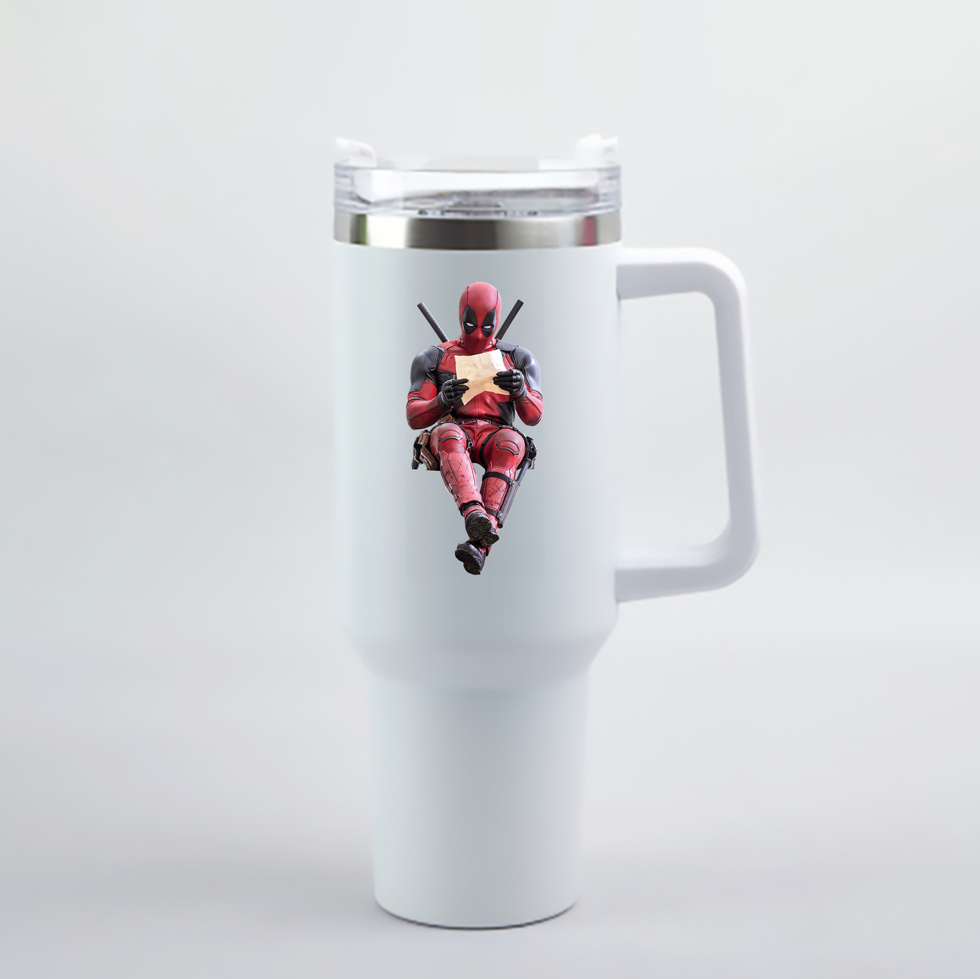 （画像用） Deadpool デッドプール 1200mL車用タンブラー - クリスタルステッカー（プラスチックストロー付き）