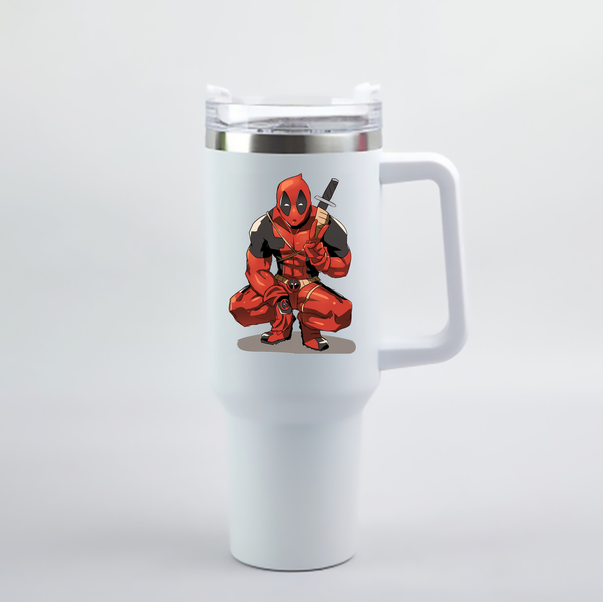 （画像用） Deadpool デッドプール 1200mL車用タンブラー - クリスタルステッカー（プラスチックストロー付き）