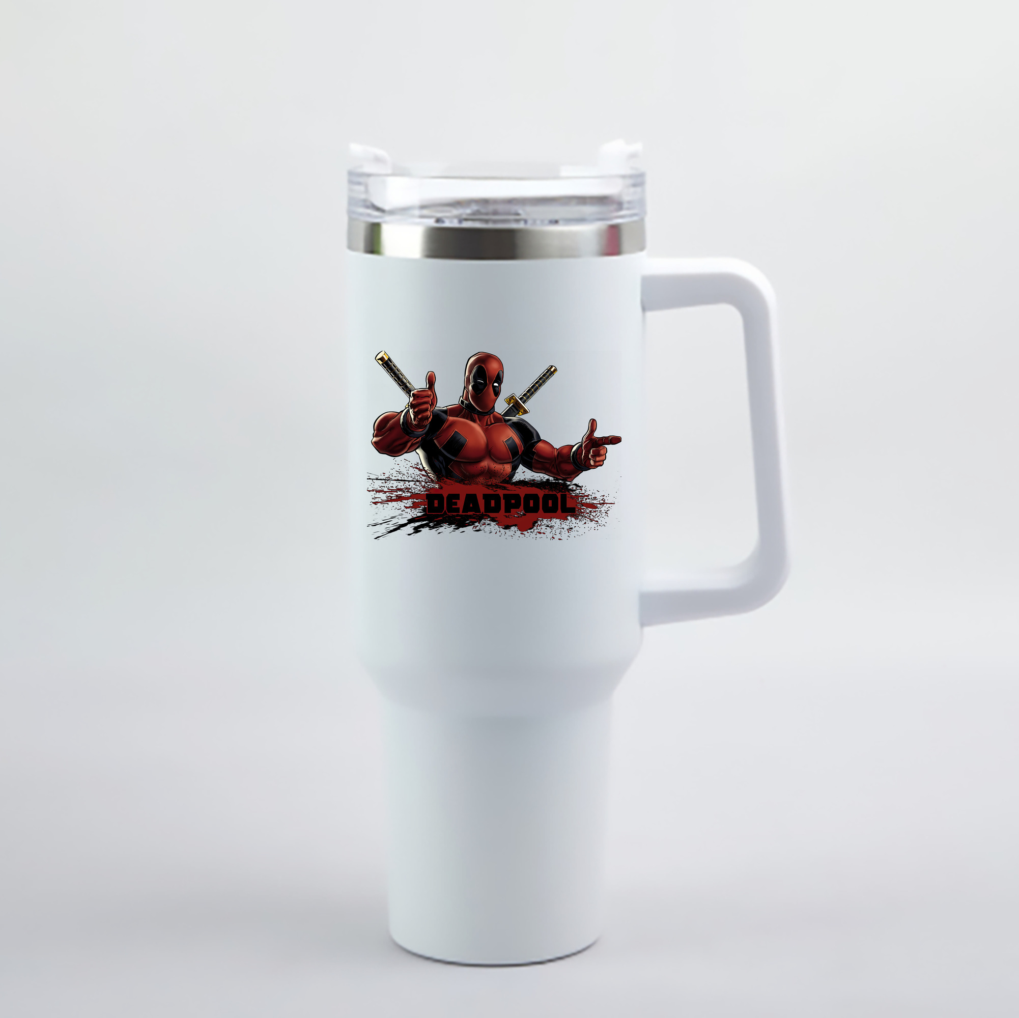 （画像用） Deadpool デッドプール 1200mL車用タンブラー - クリスタルステッカー（プラスチックストロー付き）