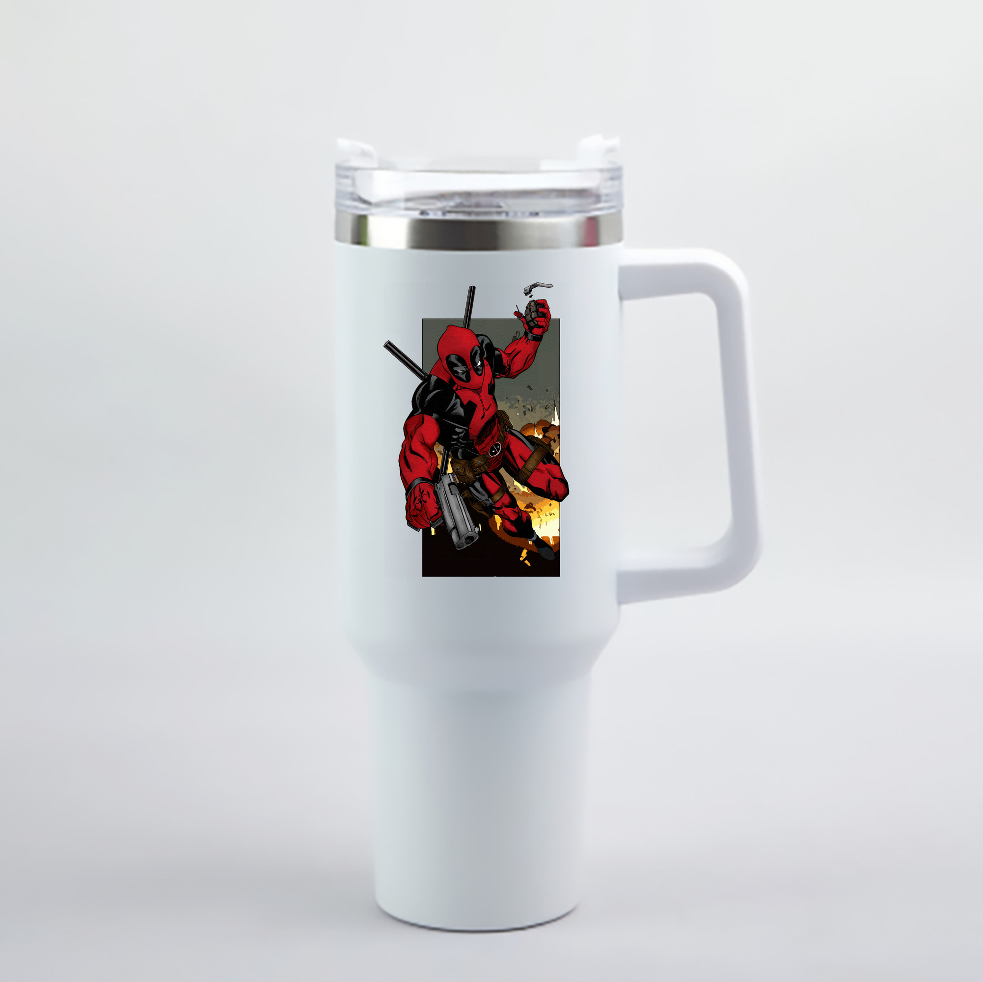（画像用） Deadpool デッドプール 1200mL車用タンブラー - クリスタルステッカー（プラスチックストロー付き）