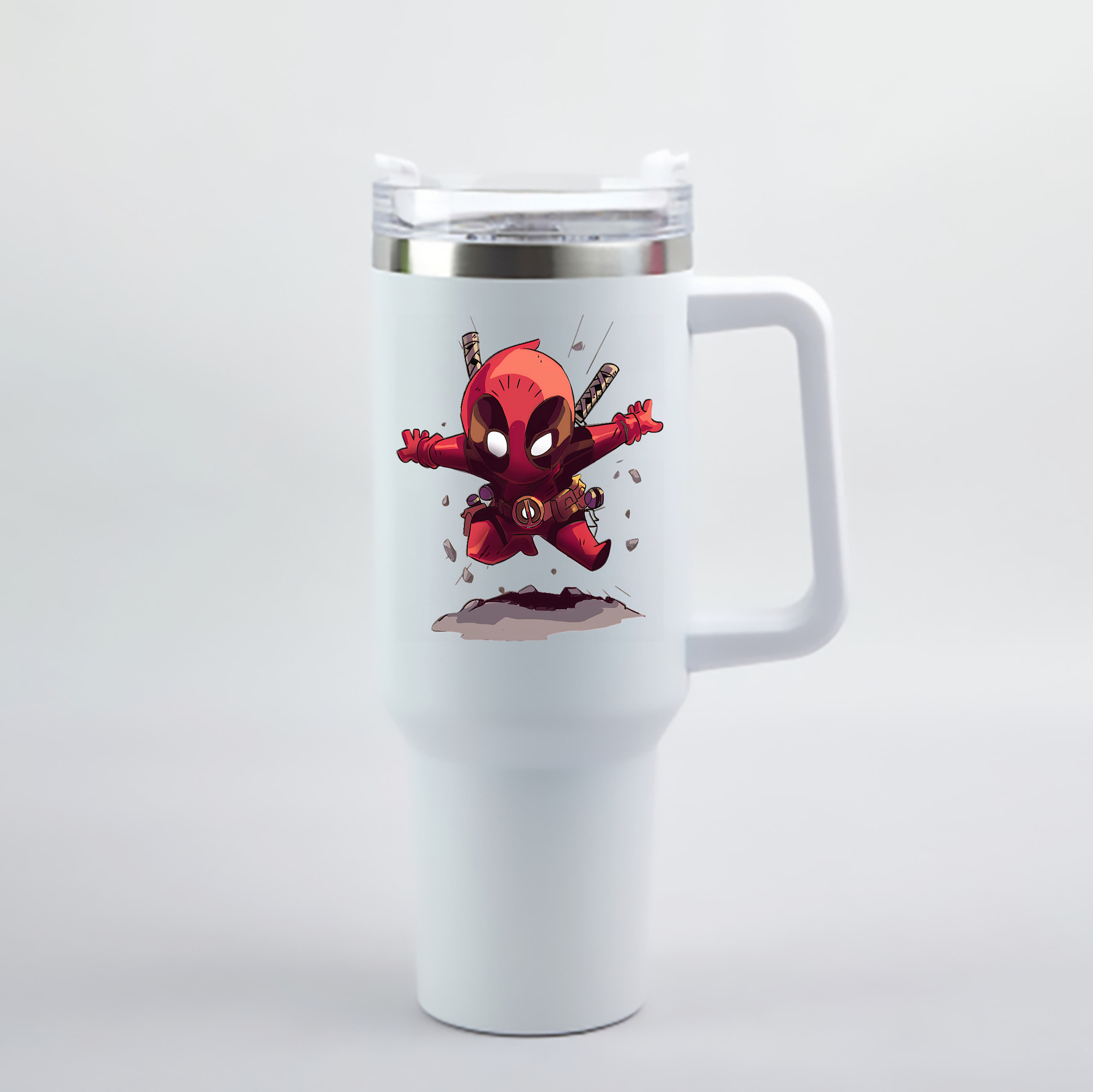 （画像用） Deadpool デッドプール 1200mL車用タンブラー - クリスタルステッカー（プラスチックストロー付き）