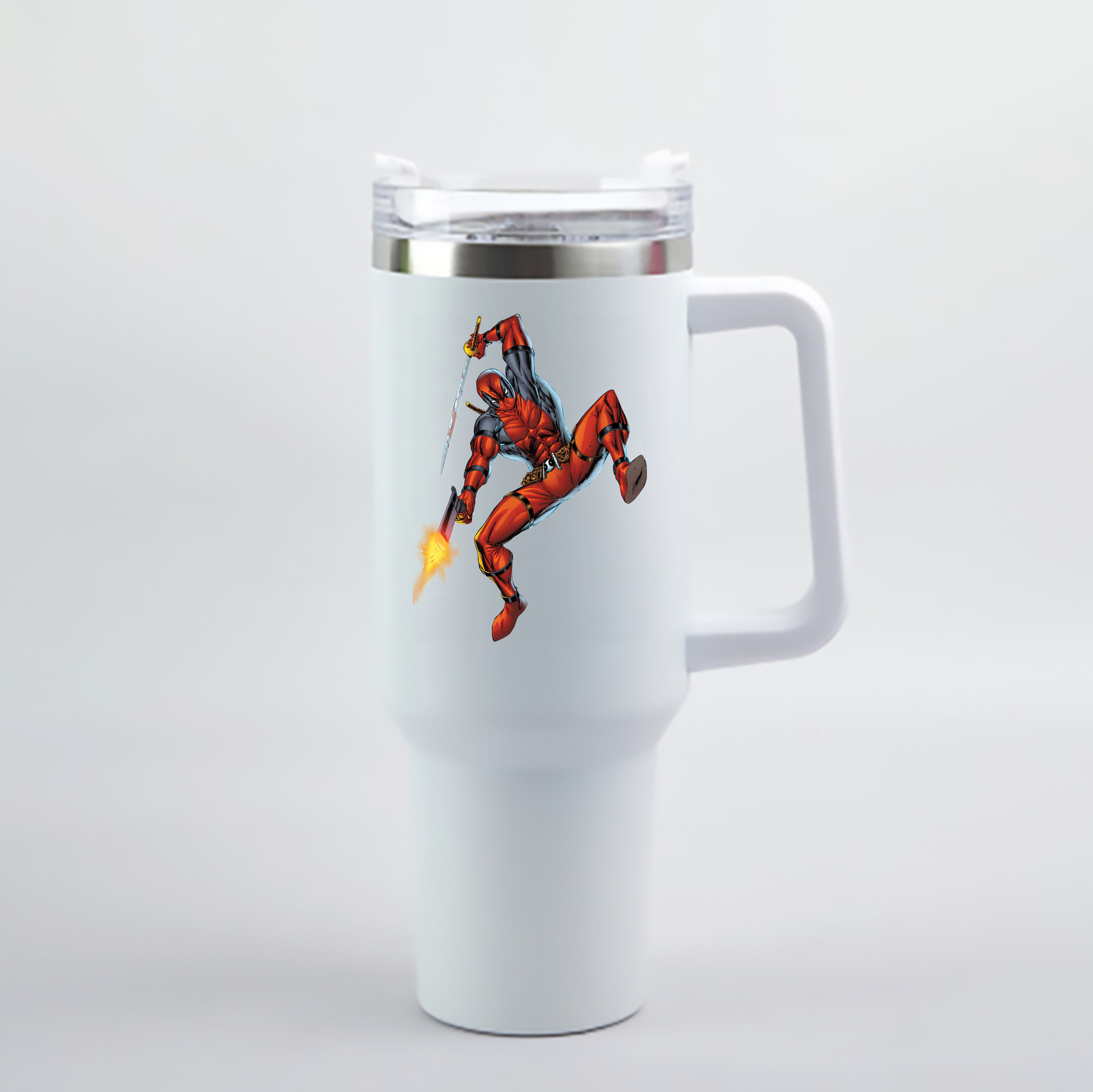（画像用） Deadpool デッドプール 1200mL車用タンブラー - クリスタルステッカー（プラスチックストロー付き）