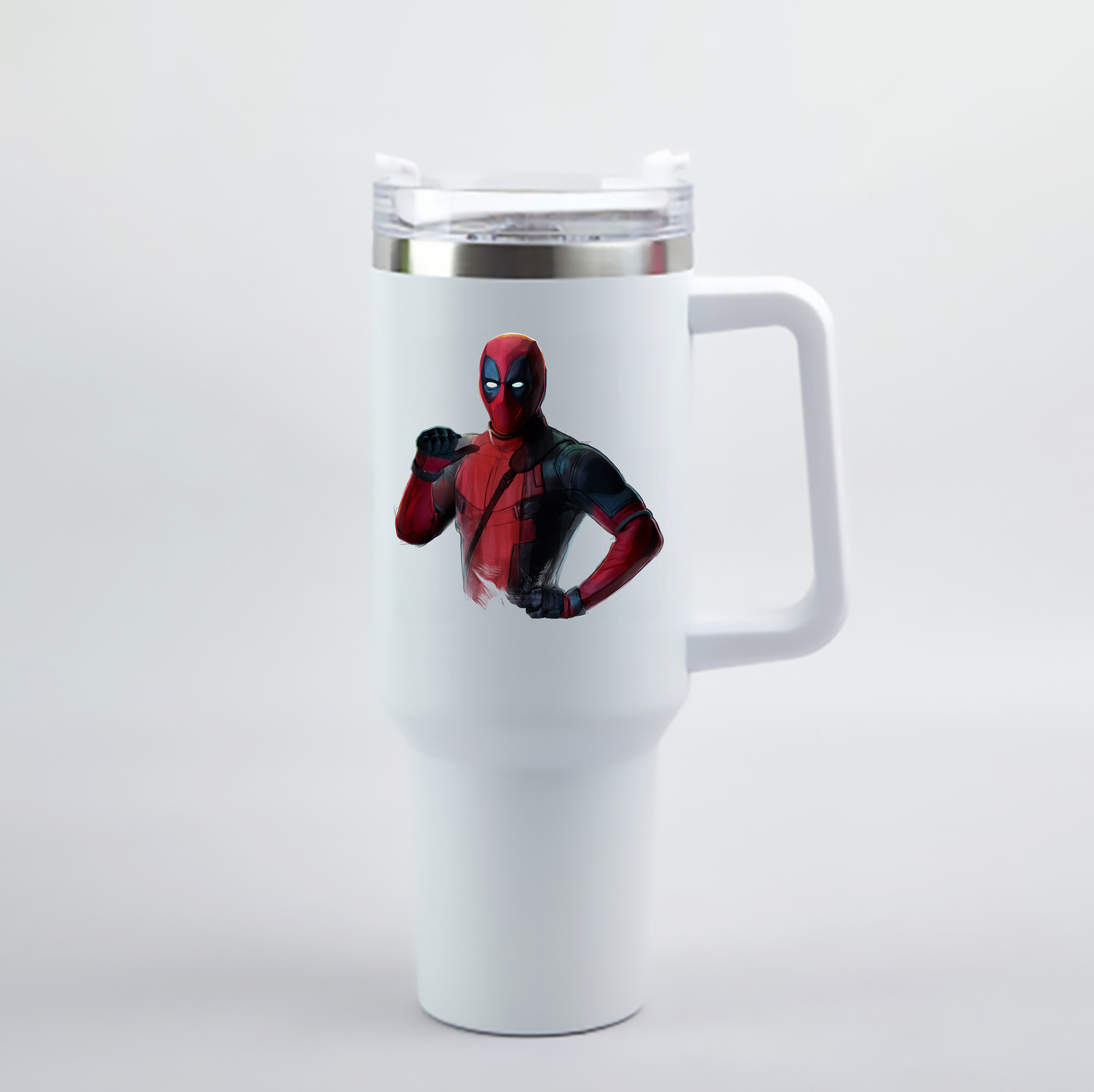 （画像用） Deadpool デッドプール 1200mL車用タンブラー - クリスタルステッカー（プラスチックストロー付き）