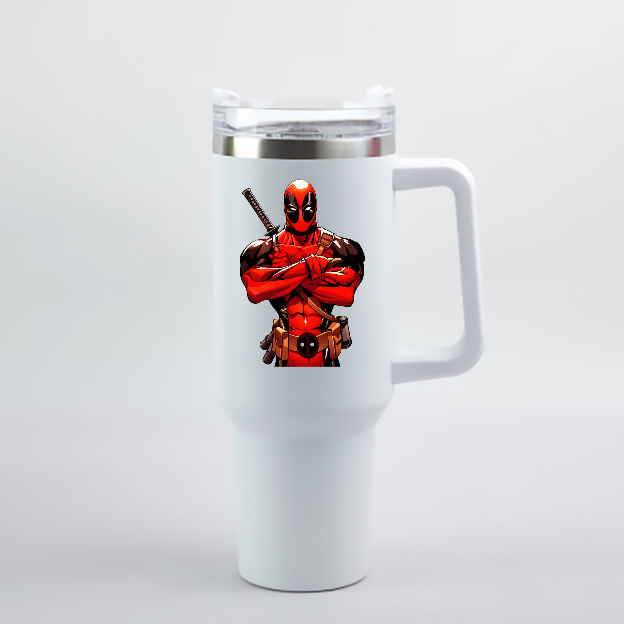 （画像用） Deadpool デッドプール 1200mL車用タンブラー - クリスタルステッカー（プラスチックストロー付き）