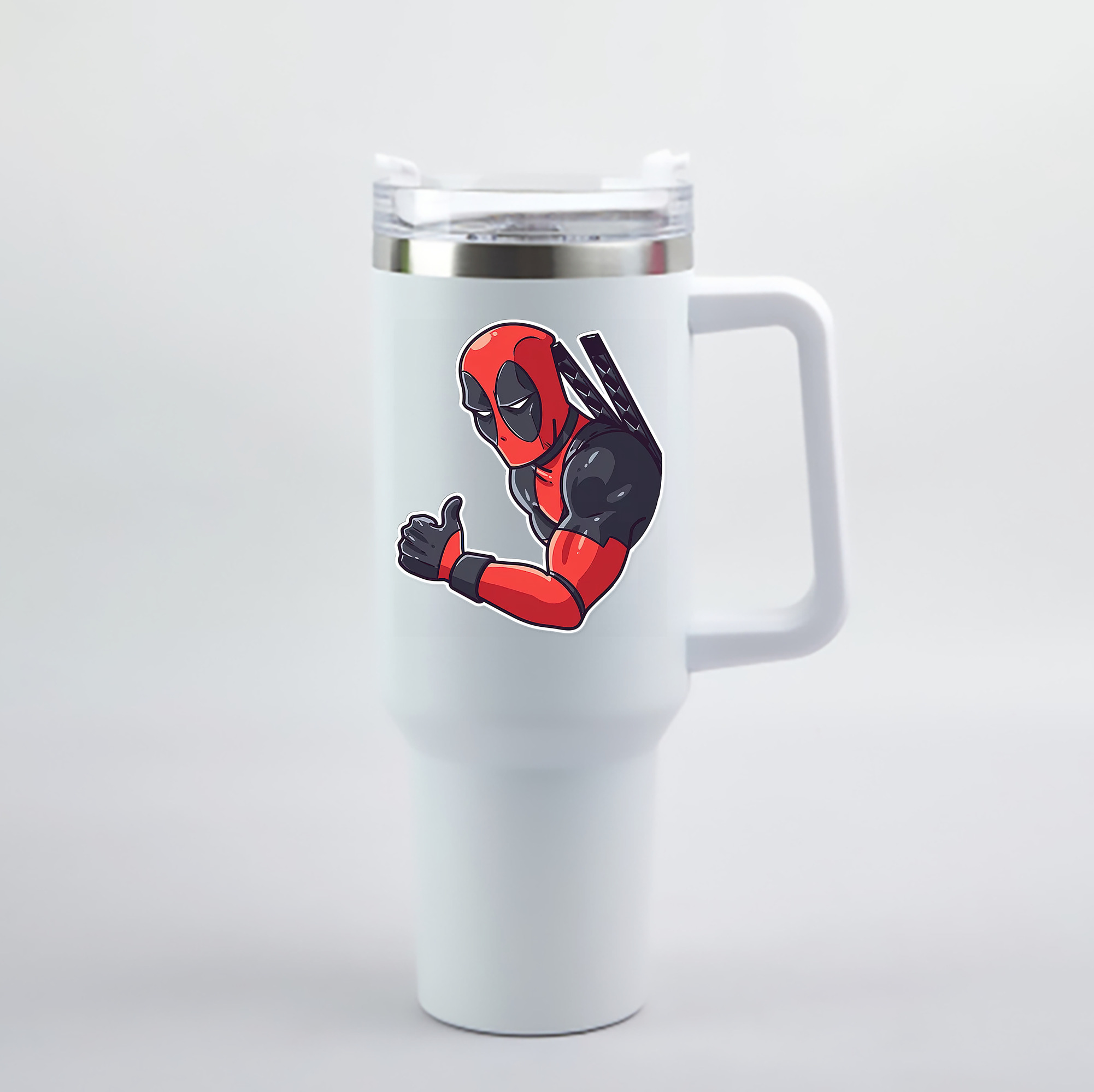 （画像用） Deadpool デッドプール 1200mL車用タンブラー - クリスタルステッカー（プラスチックストロー付き）