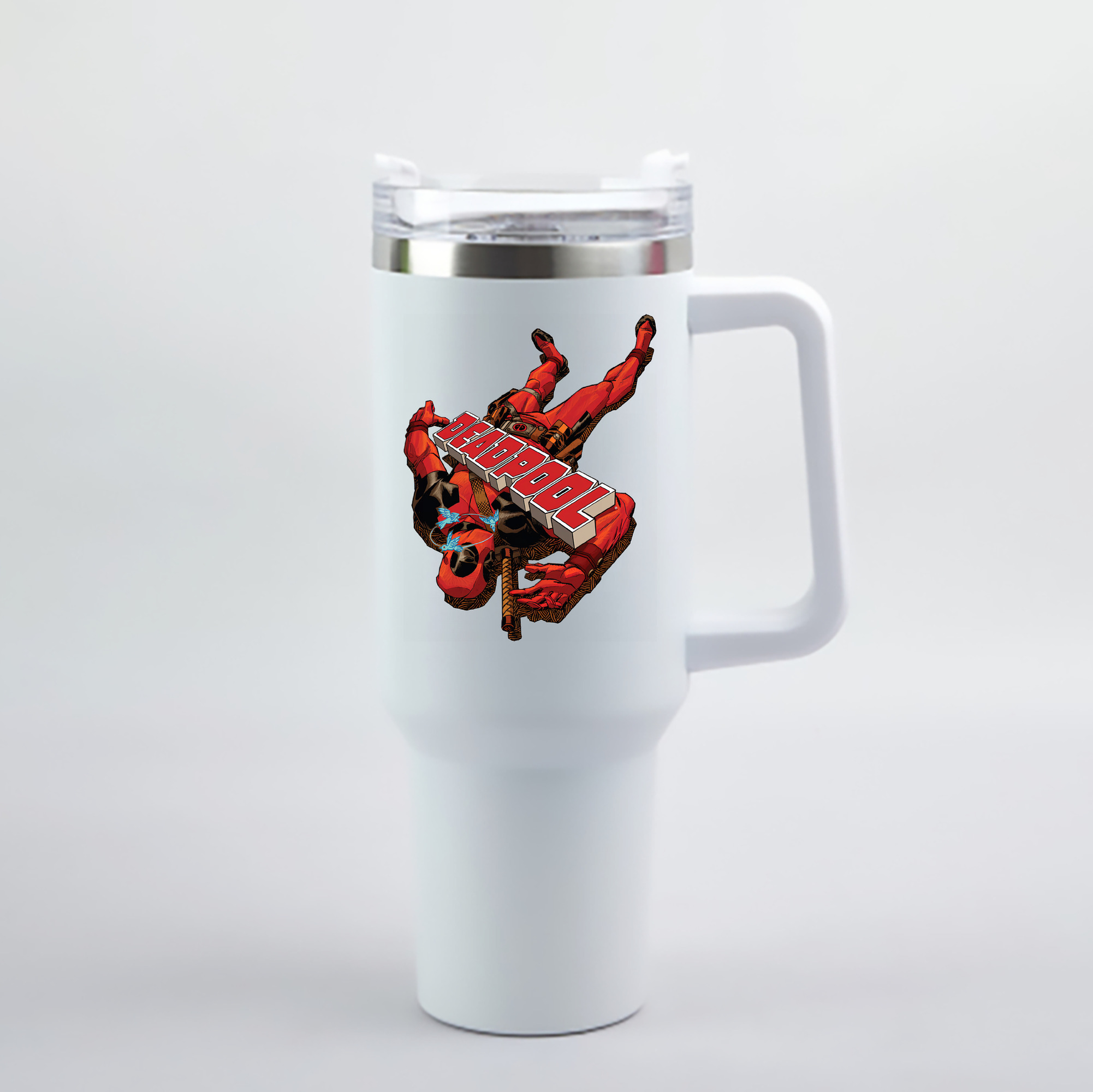 （画像用） Deadpool デッドプール 1200mL車用タンブラー - クリスタルステッカー（プラスチックストロー付き）