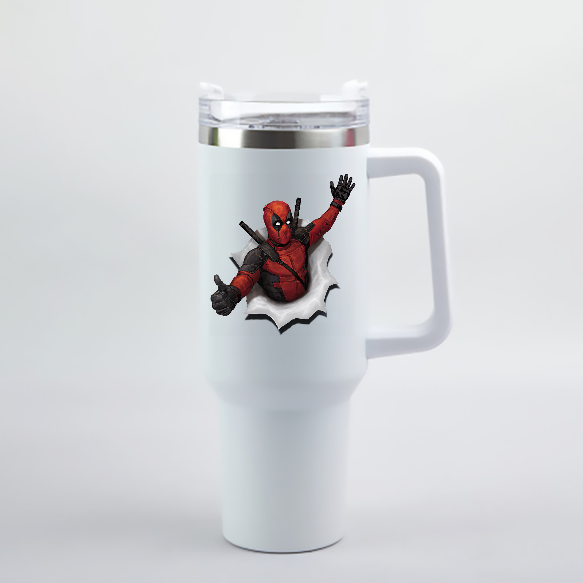 （画像用） Deadpool デッドプール 1200mL車用タンブラー - クリスタルステッカー（プラスチックストロー付き）