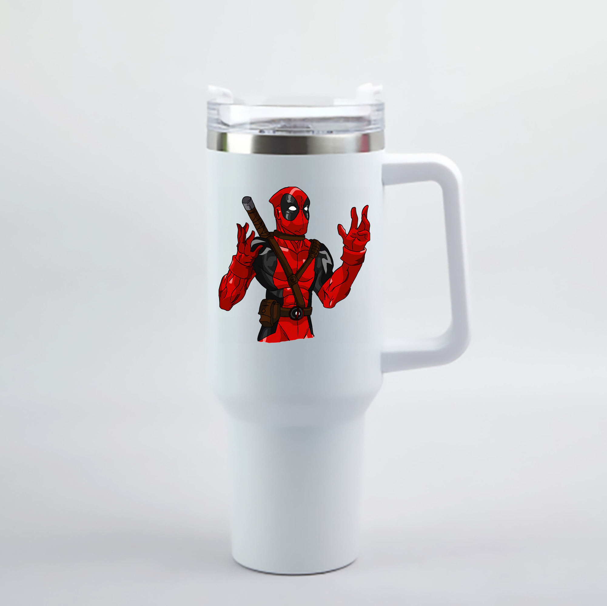 （画像用） Deadpool デッドプール 1200mL車用タンブラー - クリスタルステッカー（プラスチックストロー付き）